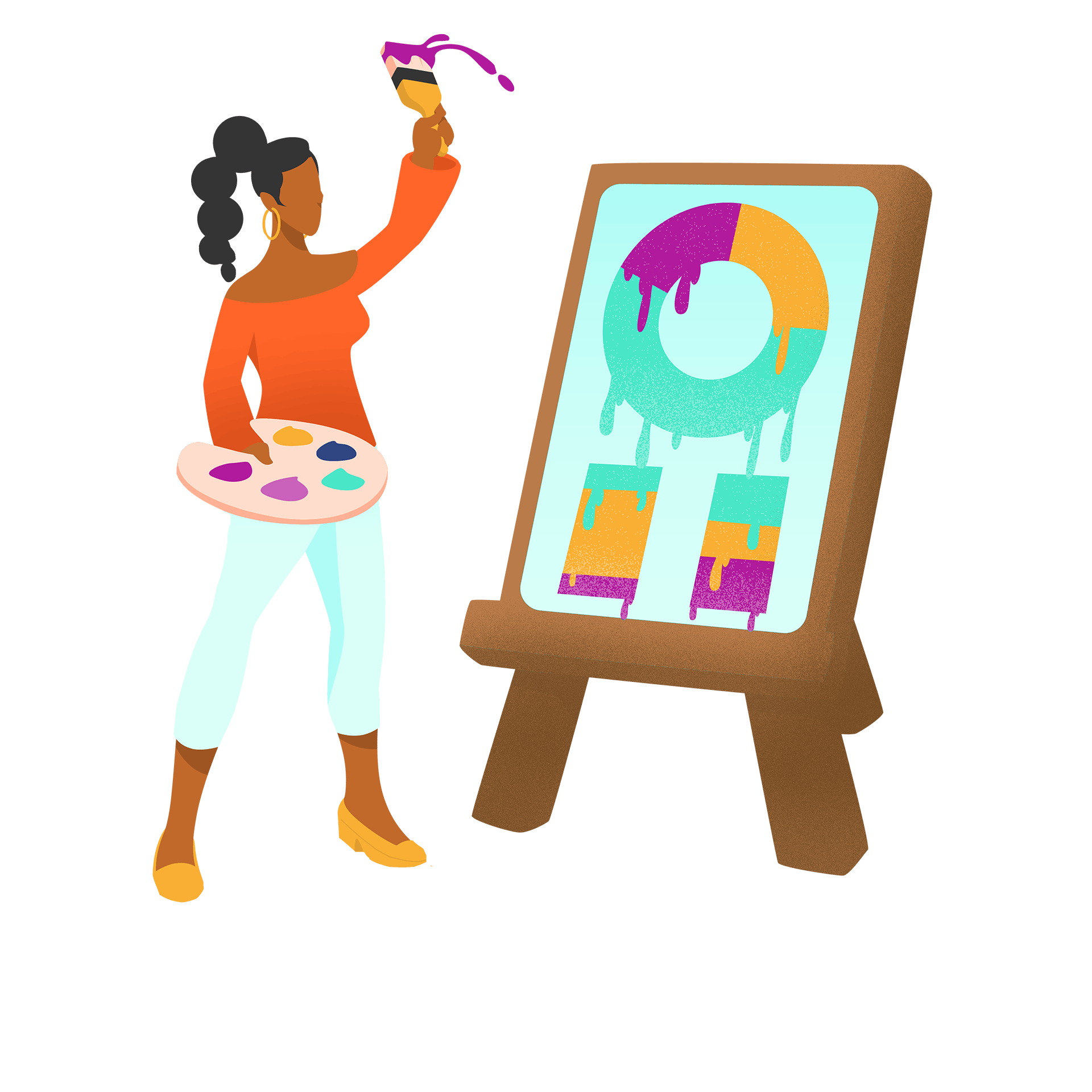 An illustration of a person painting the chart