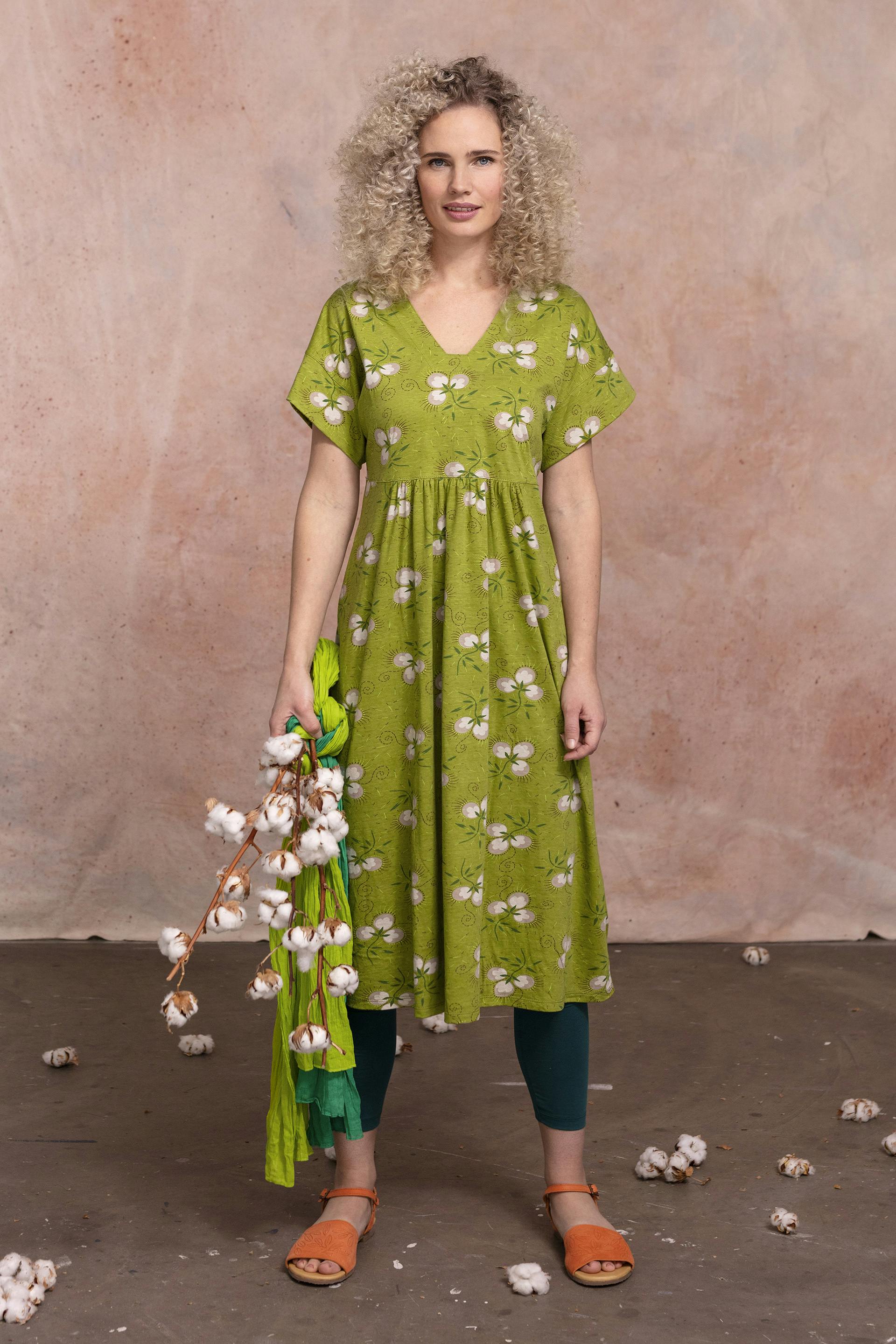 Gudrun Sjödén model in a green dress