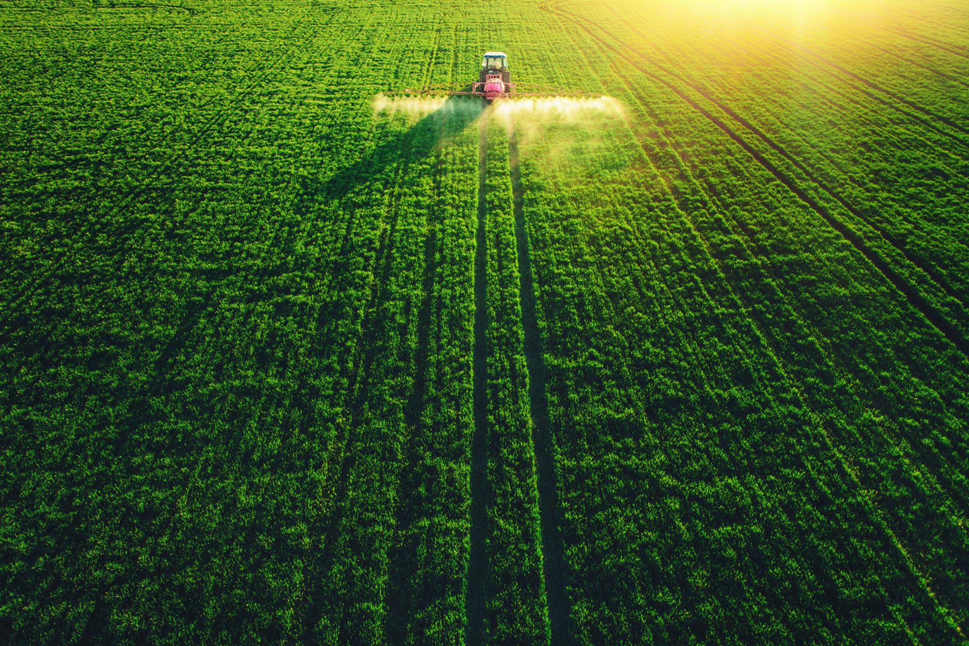 Photo of a field being farmed from above