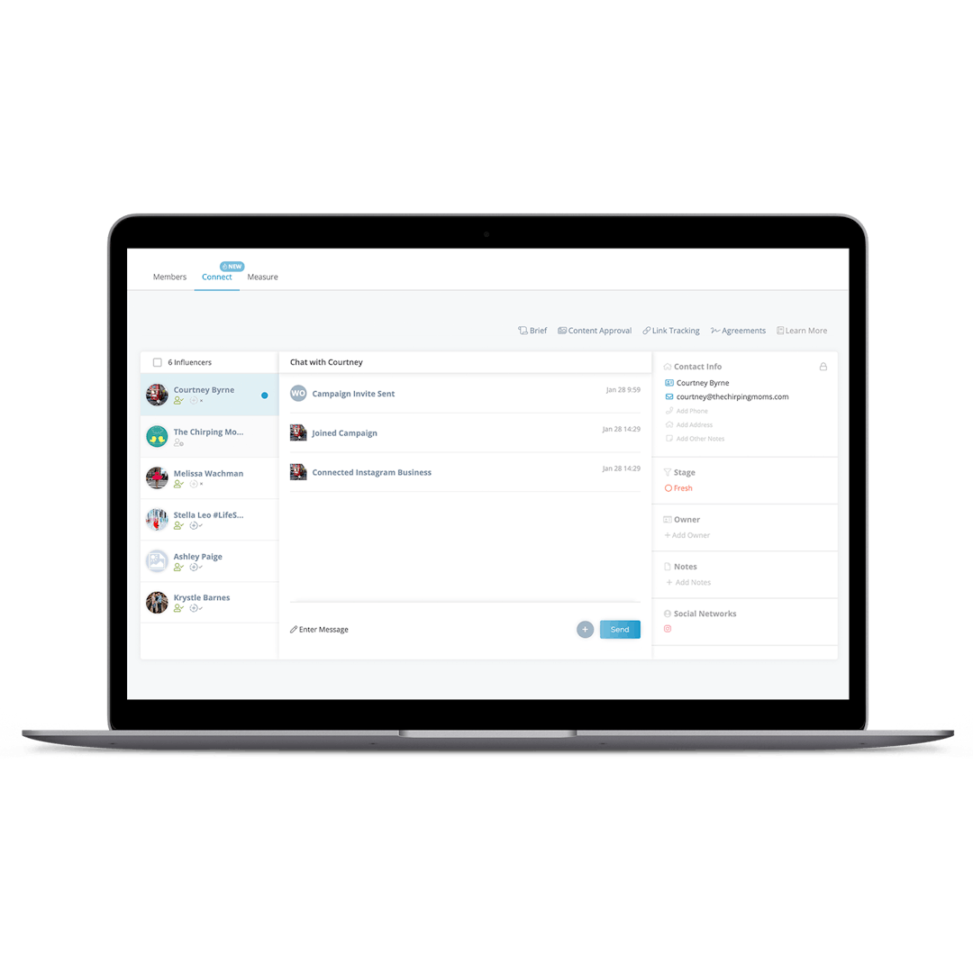Efficient relationship management dashboard on laptop