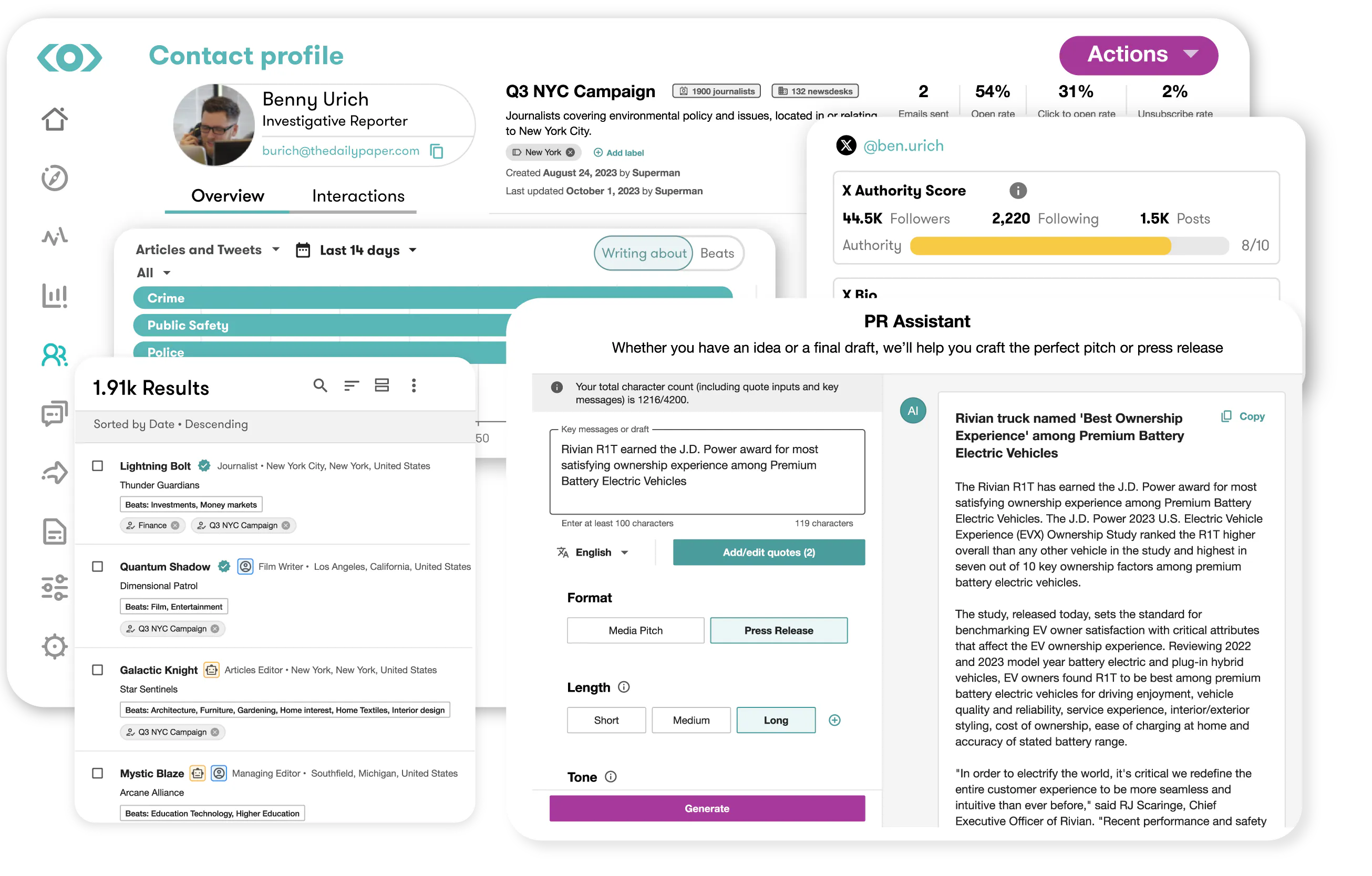 Meltwater media database product screen