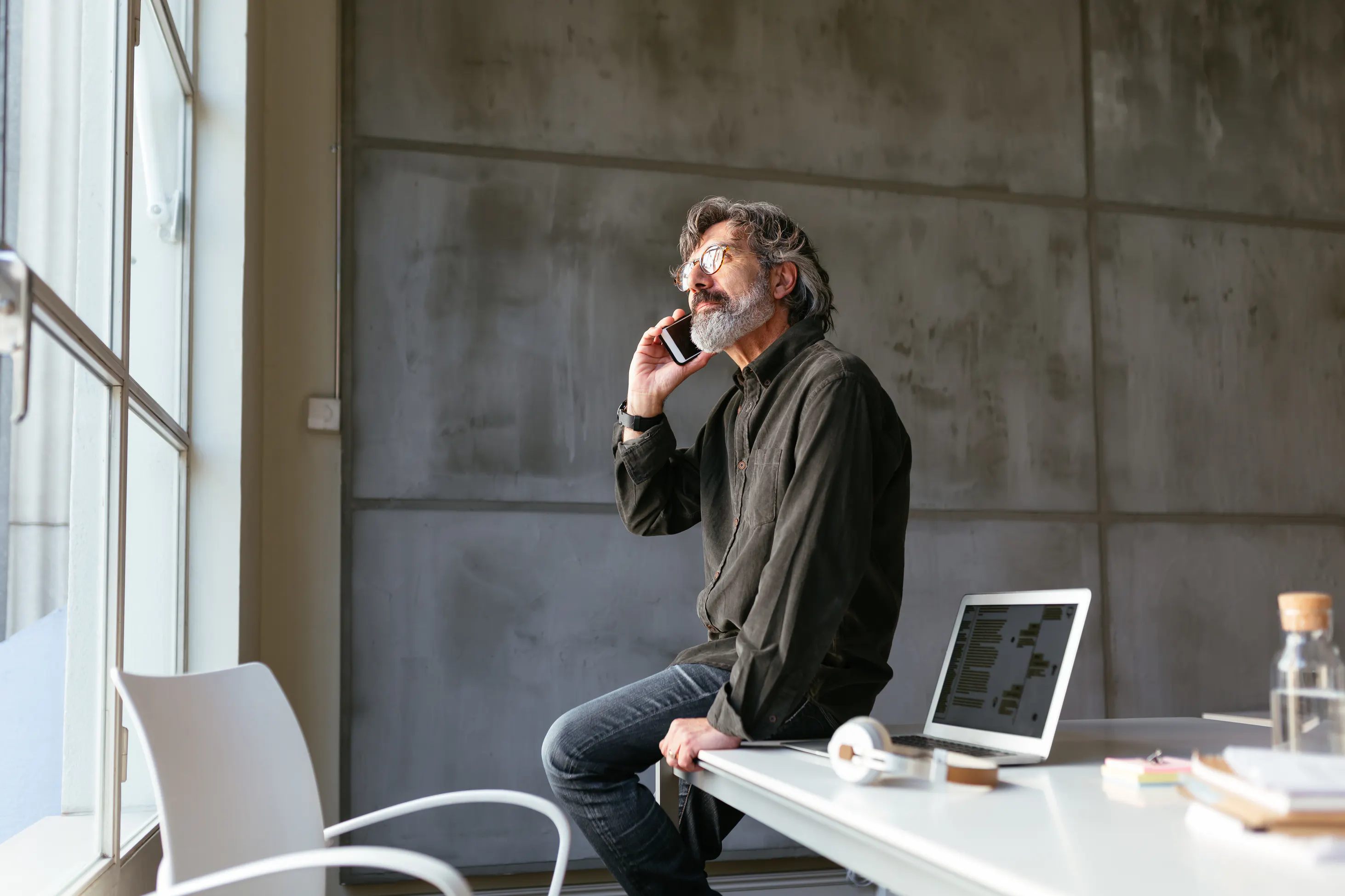 Man with a phone talking