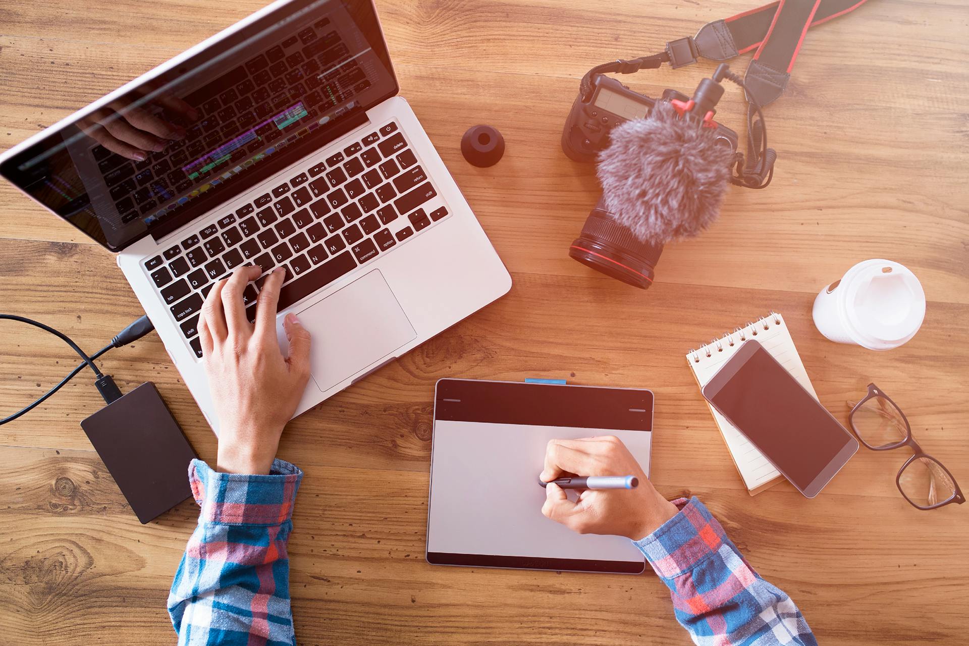 photo of a workspace from above