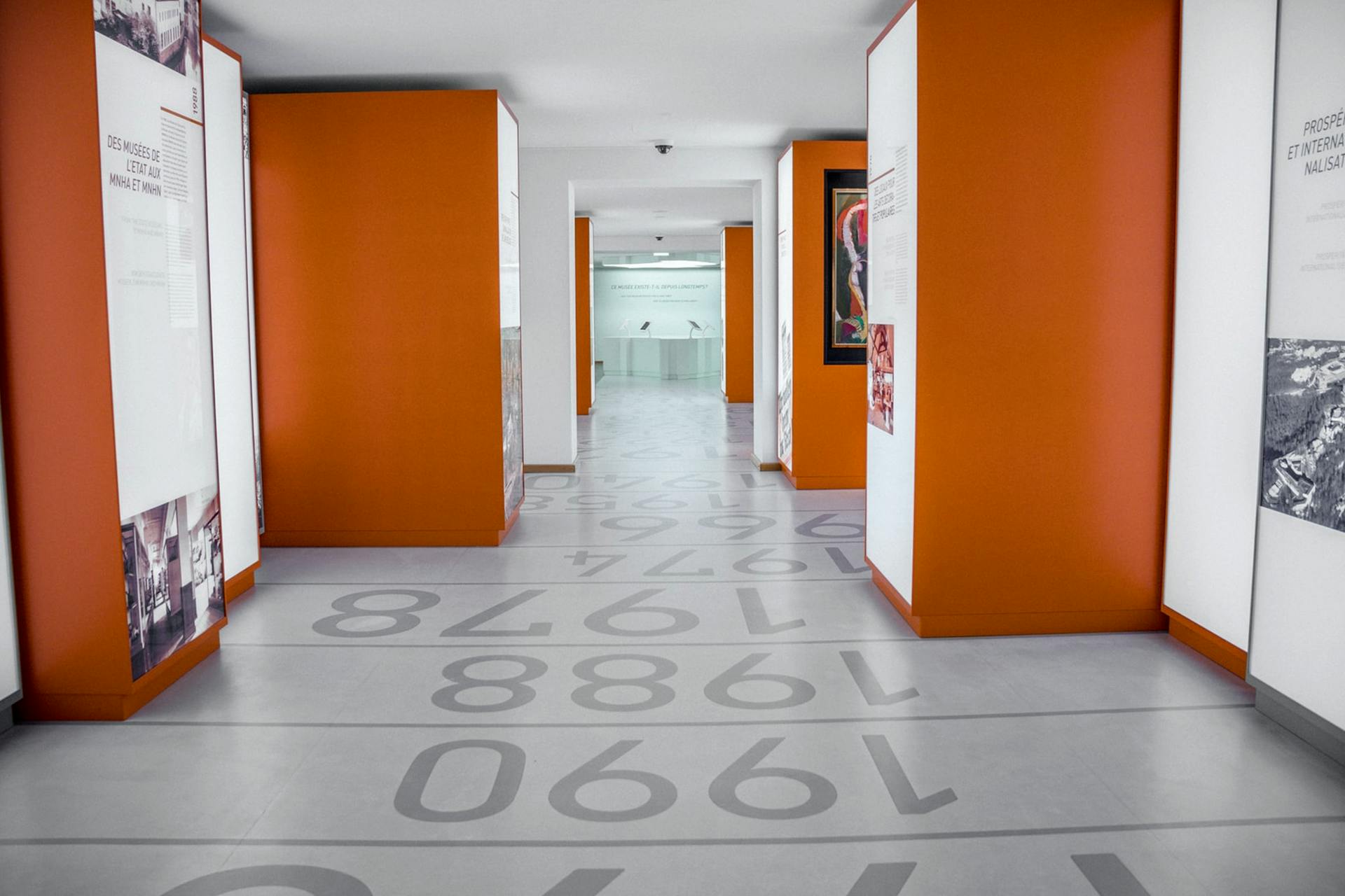 Photo of a hallway with orange walls