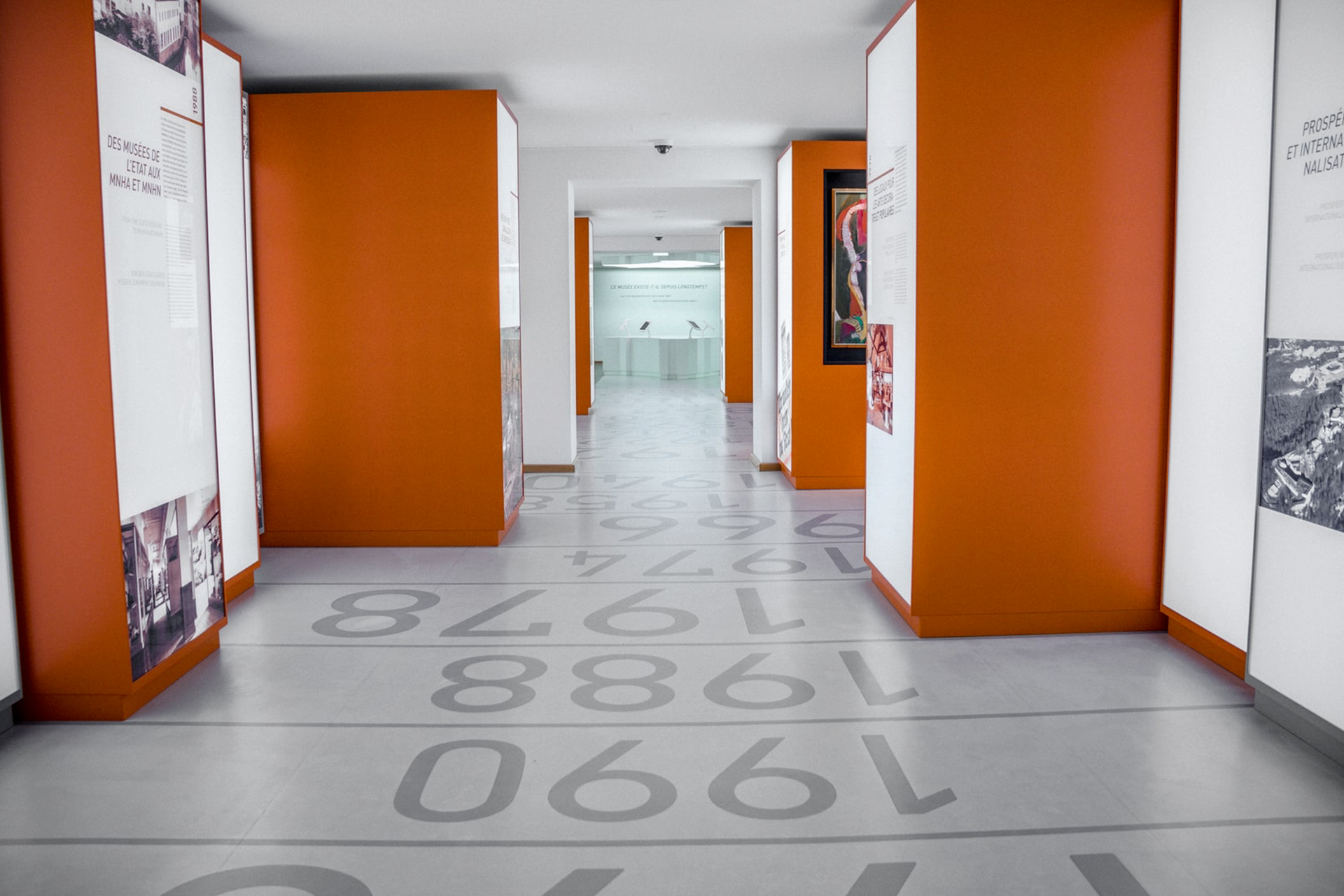 Photo of a hallway with orange walls