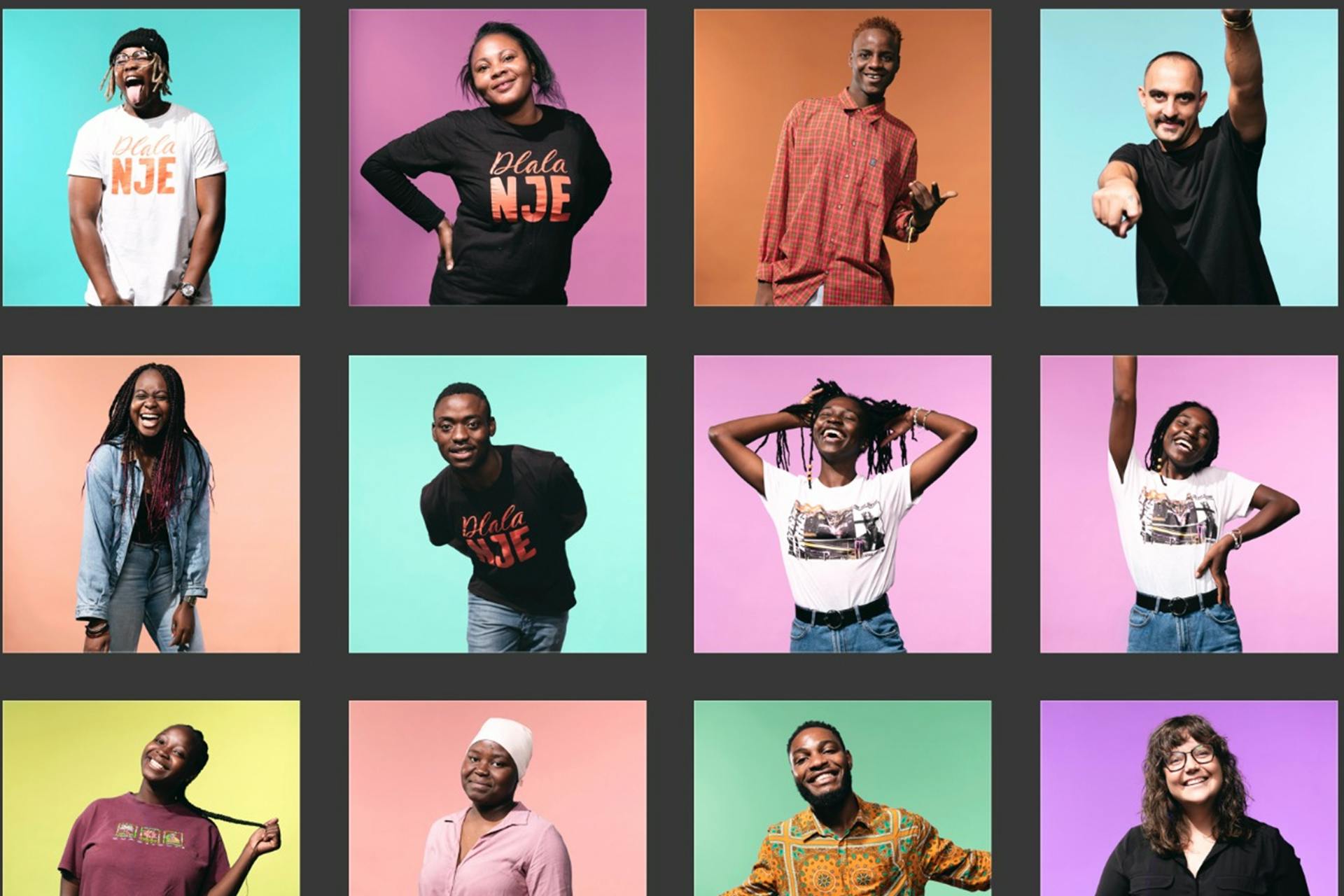 Photo of people in differently coloured squares