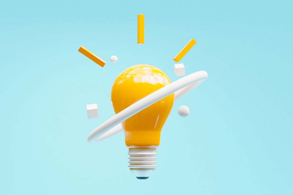 3D illustration of a light bulb for sales intelligence