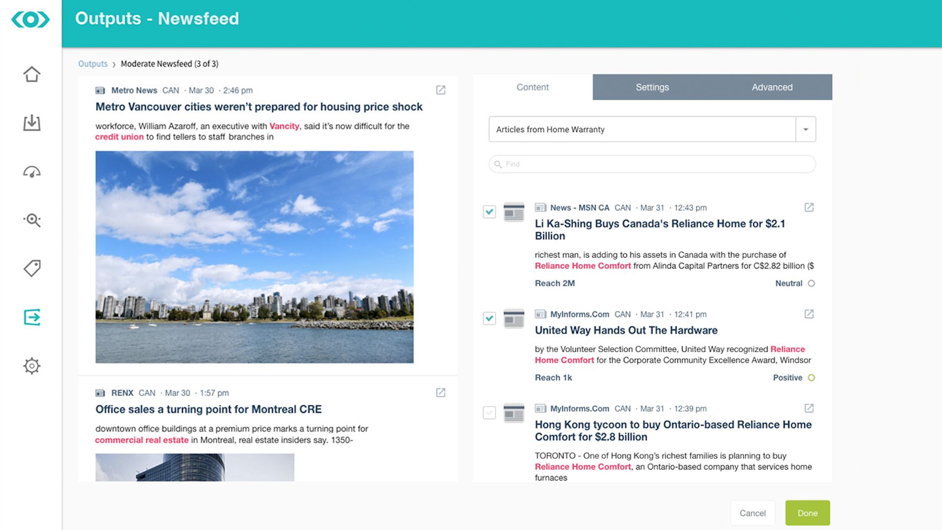 Screenshot of a Meltwater Newsfeed