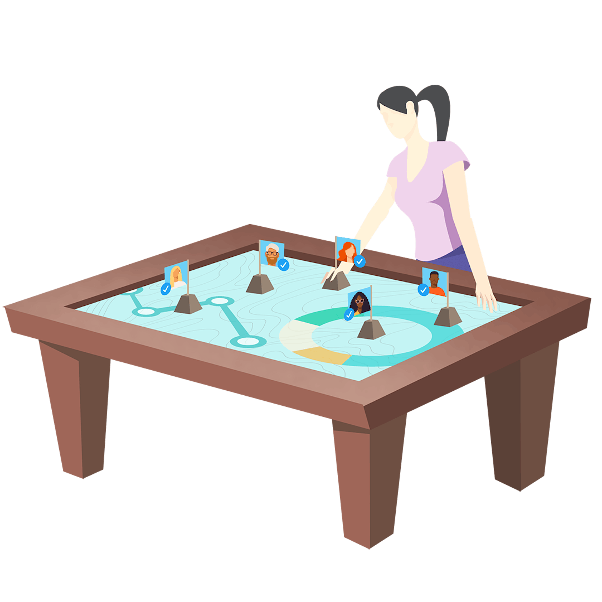 Graphic illustration of woman with strategy board