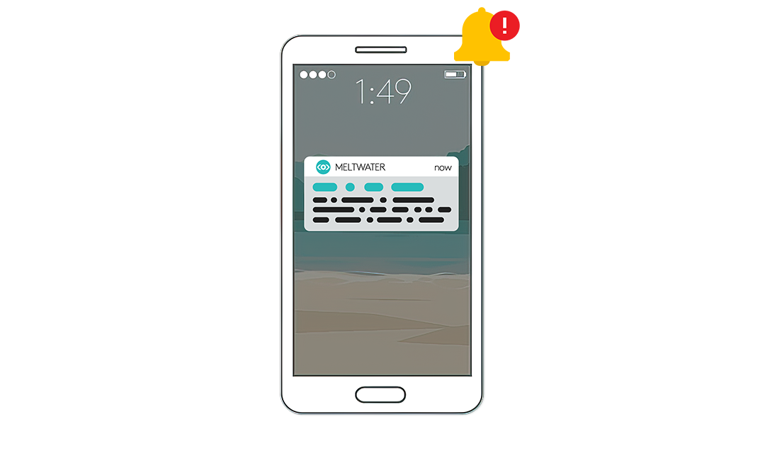 Illustration of Meltwaters real-time alerting media monitoring solution