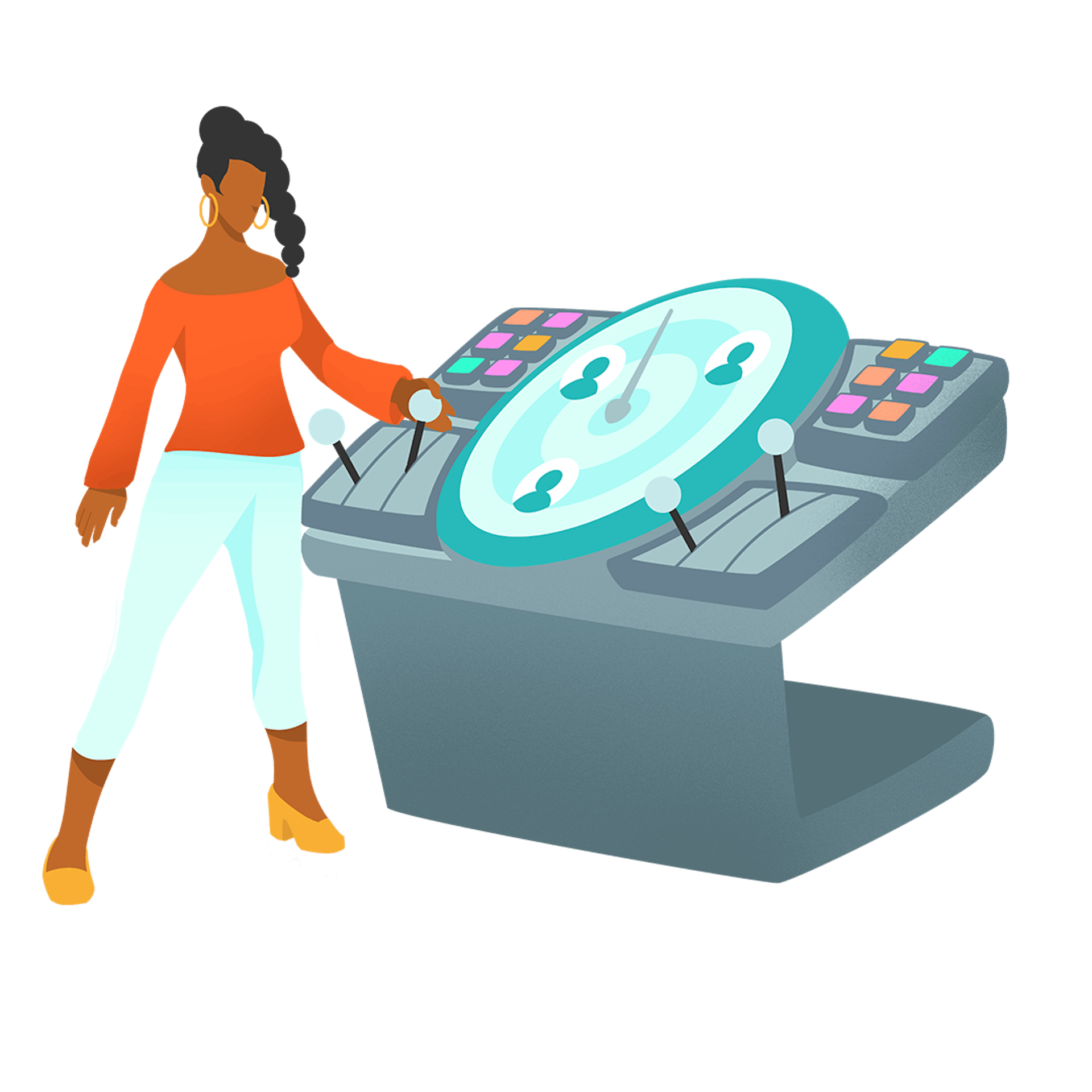 Graphic illustration of woman with a controller