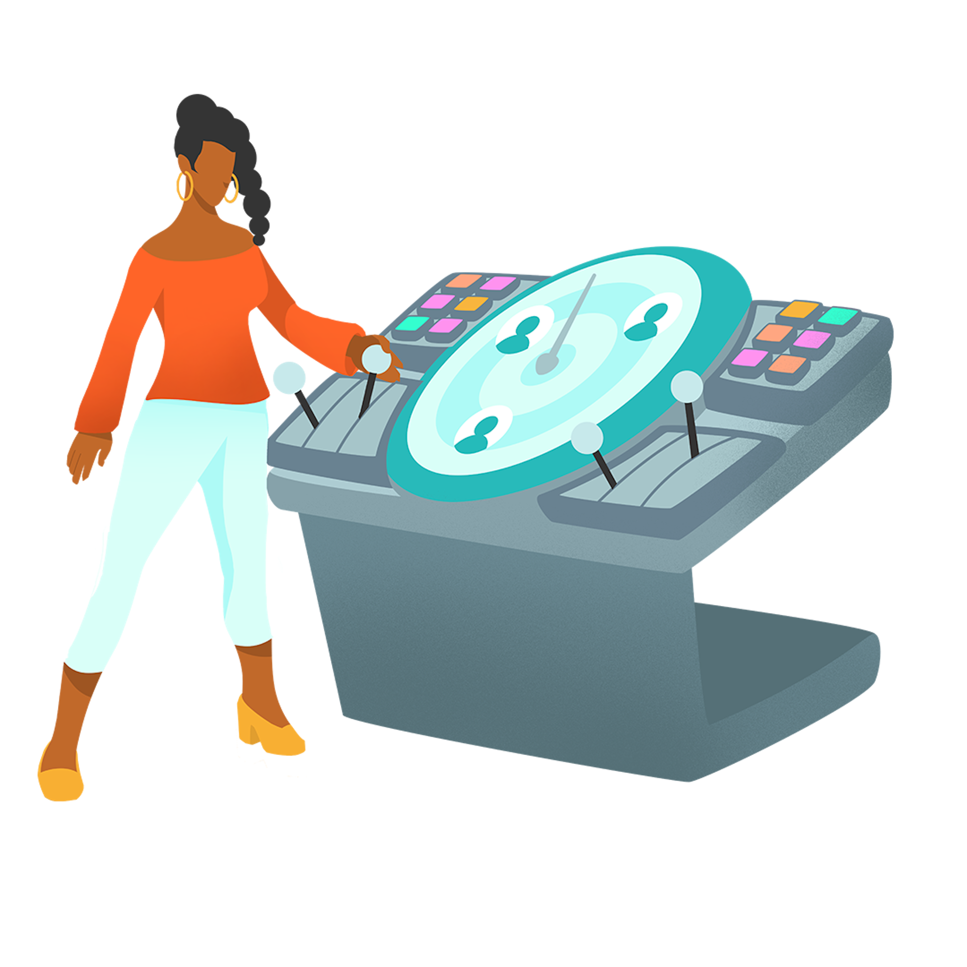 Graphic illustration of woman with a controller
