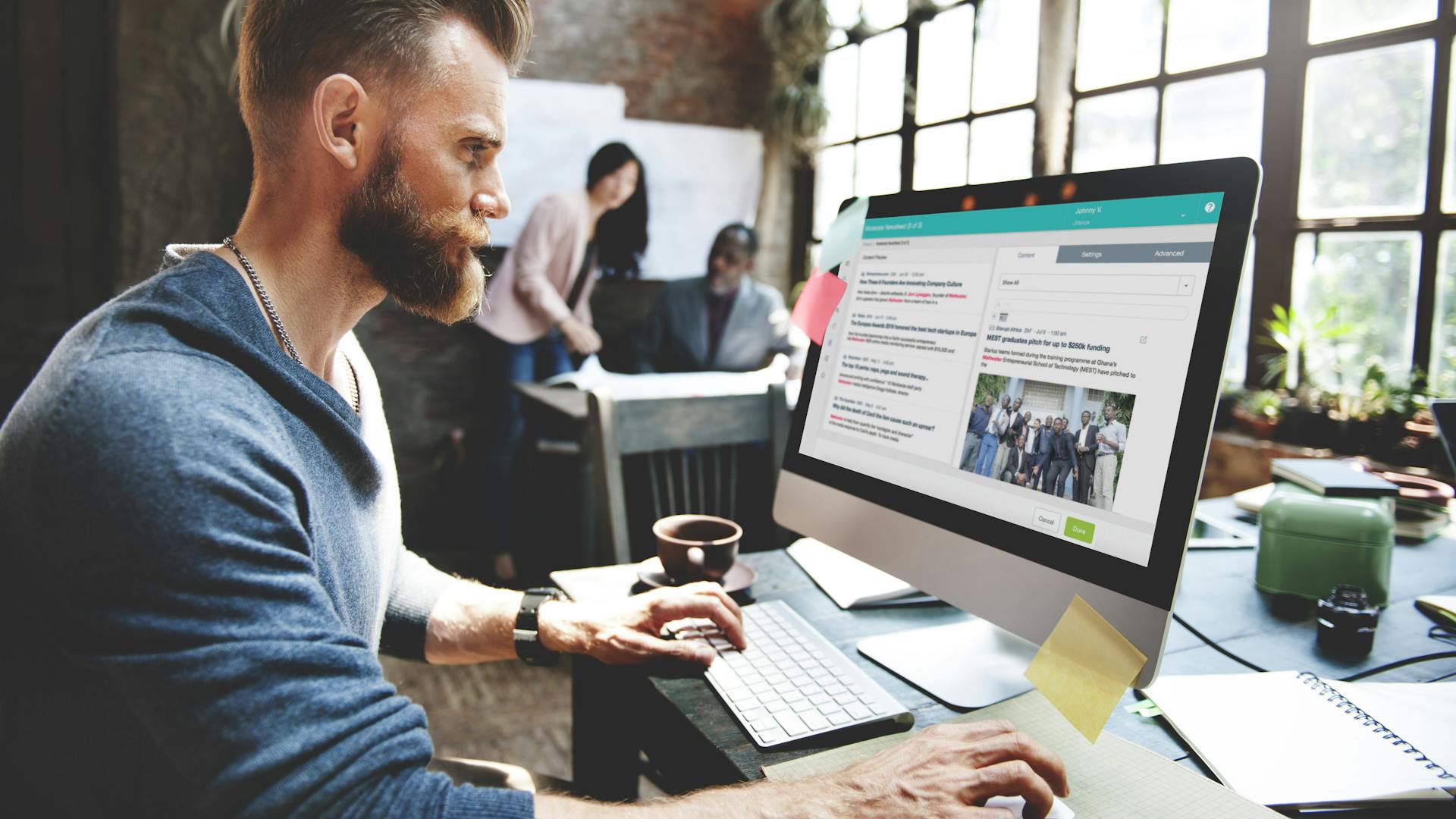 man working on computer