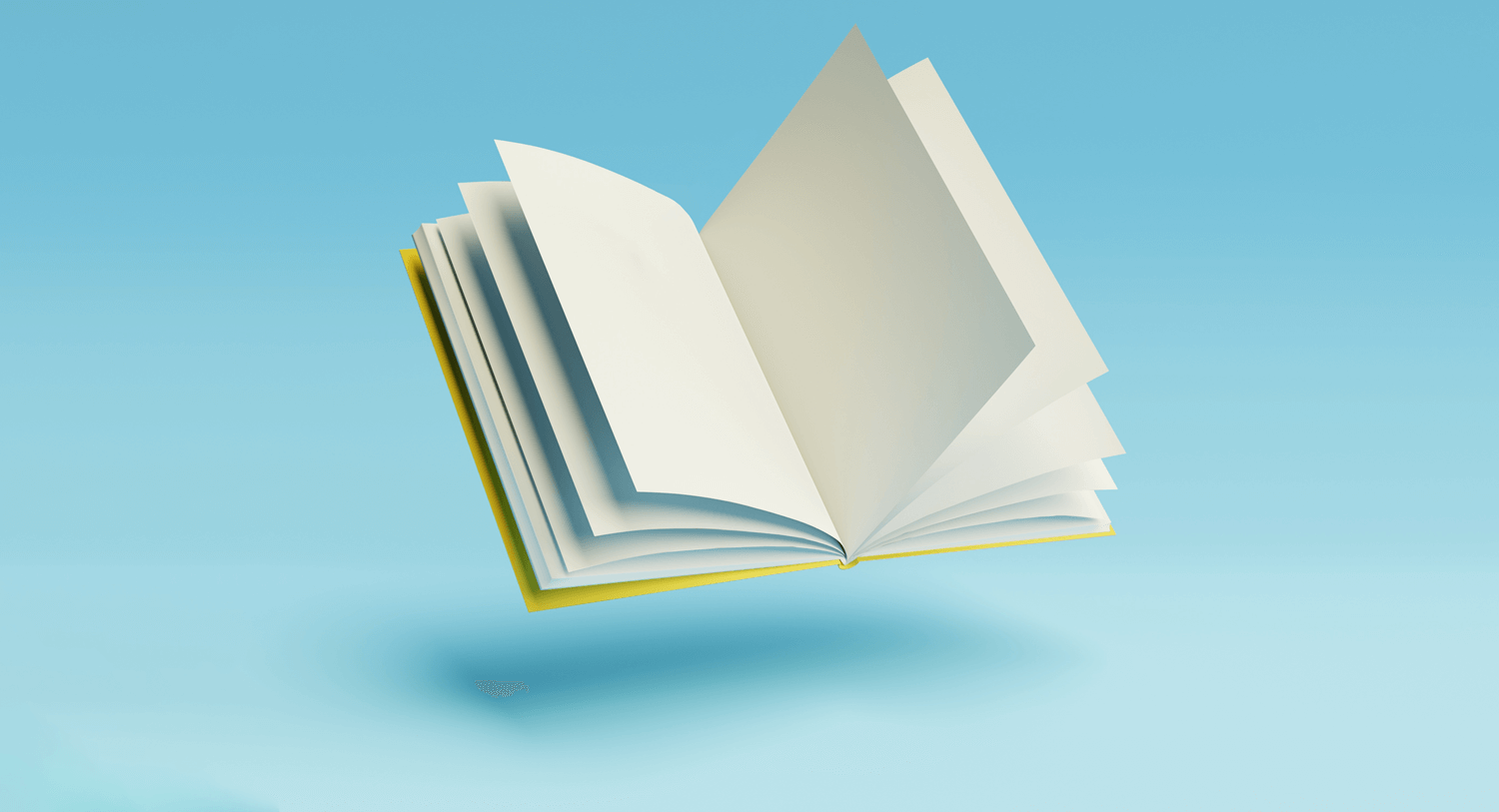 Illustration of an open magazine with blank pages on a light blue background. List of the most popular US magazines.