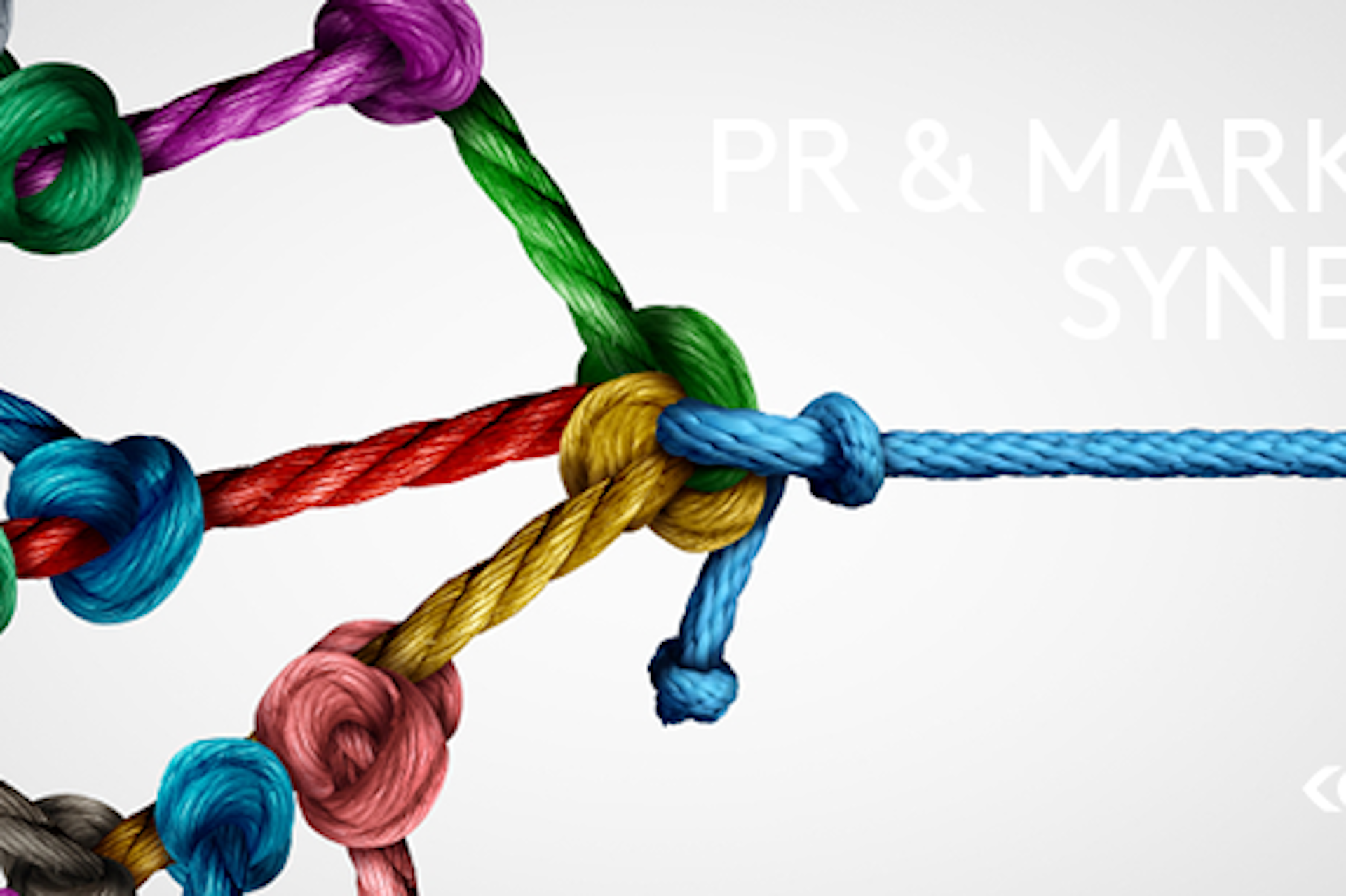 PR und Marketing Synergien Seil bunte Knoten in Seilen