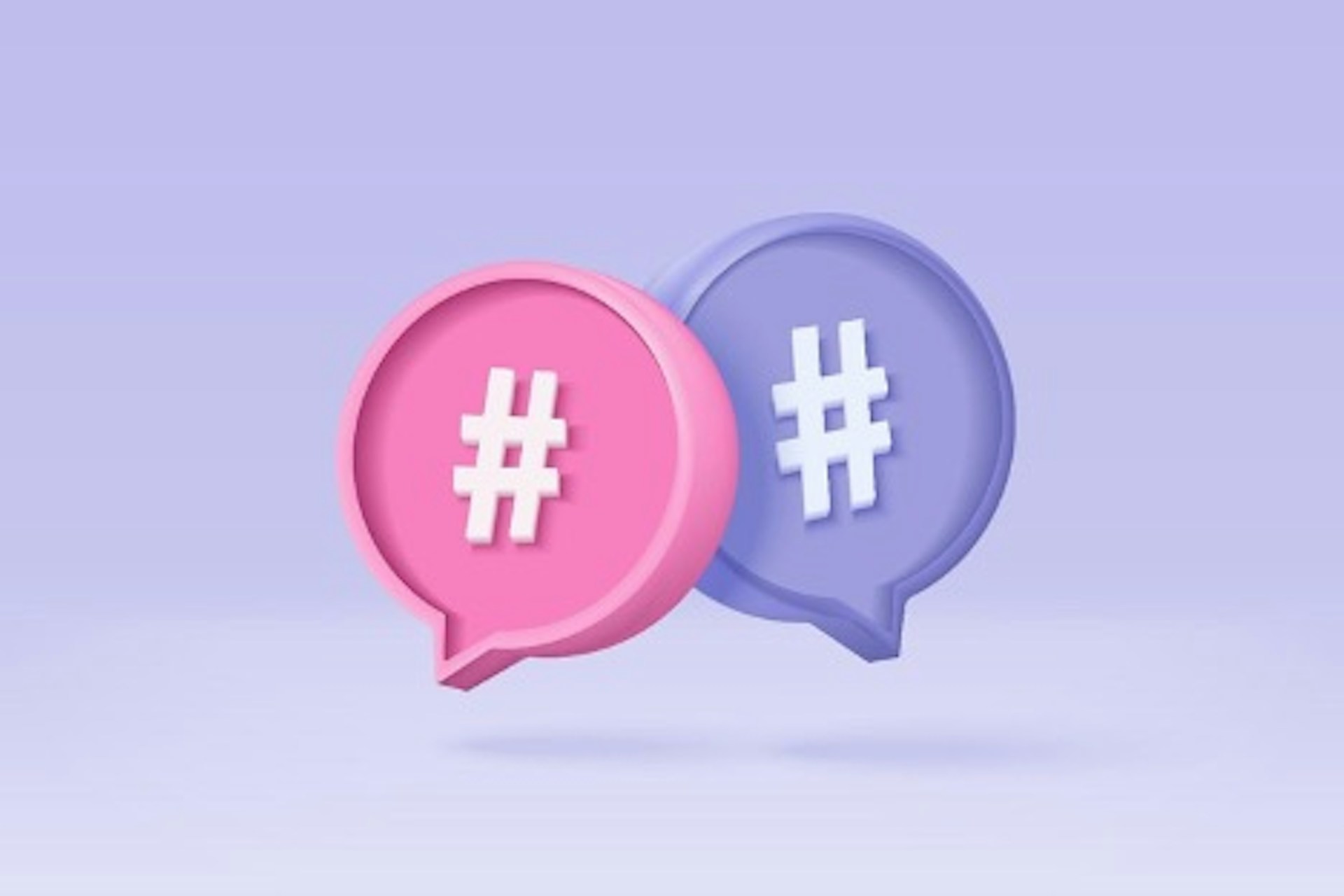 2 bulles de dialogues, une rose et une bleue, contenant un hashtag
