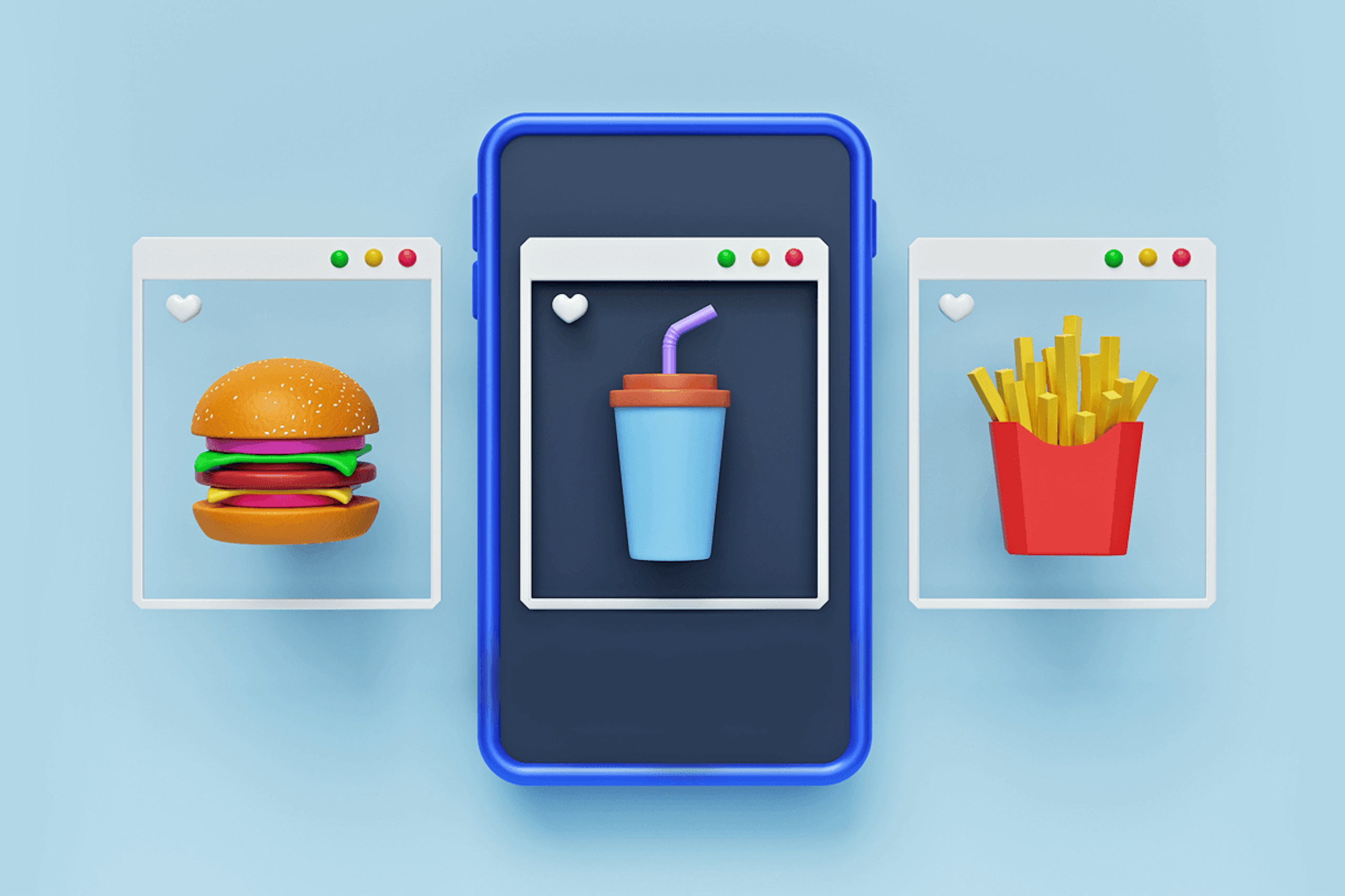 3D Illustration von Instagram Food Posts als Illustration für unseren Blog mit den Top Food Influencern in Deutschland