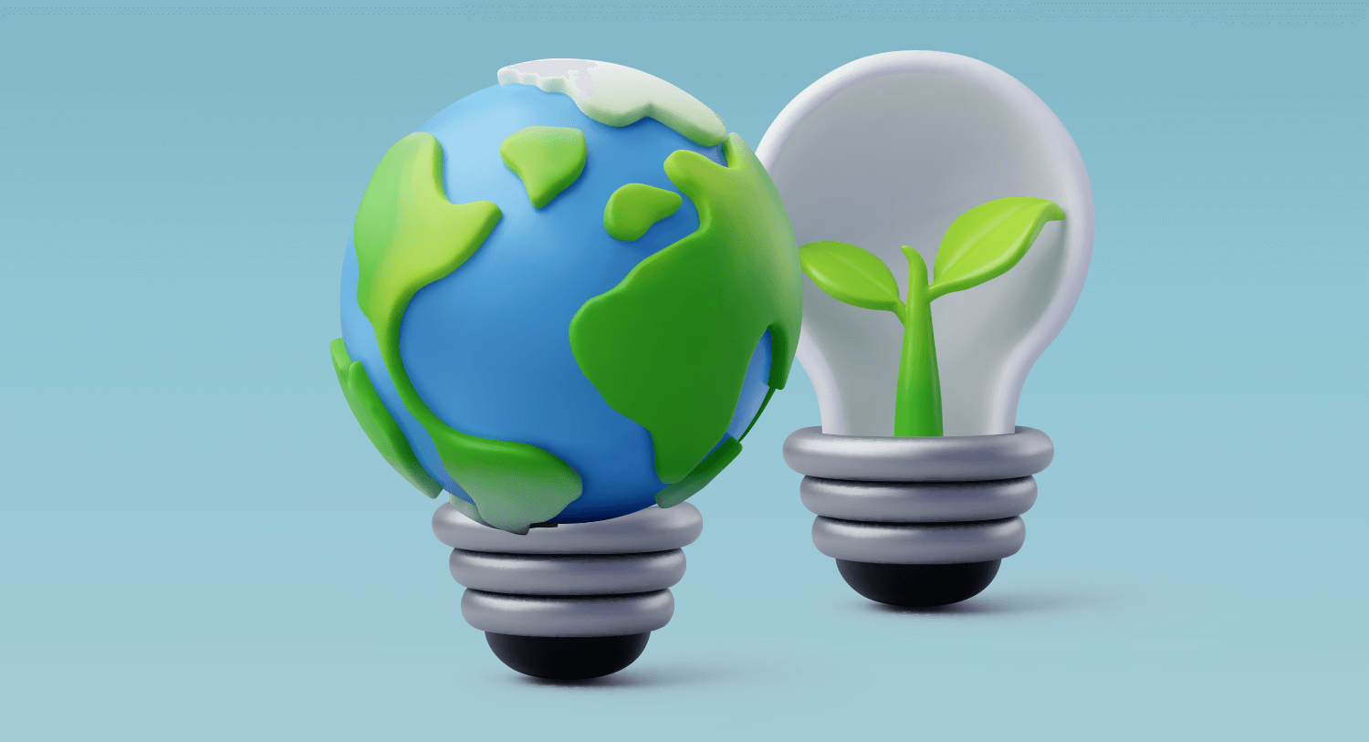 Earth as a lightbulb against a halved lightbulb with a plant growing inside for a blog about how the World Wildlife Foundation used Meltwater to track its Earth Hour campaign.