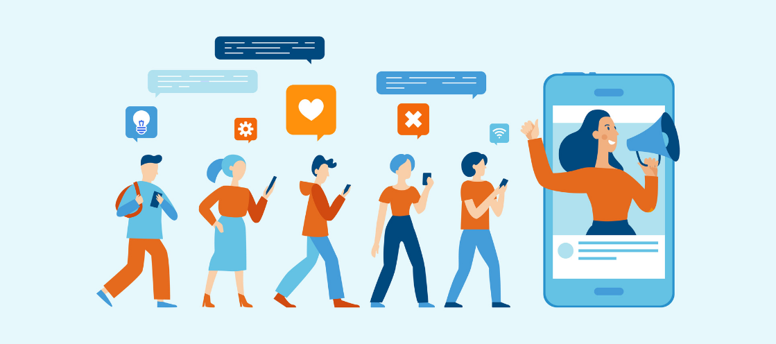 Illustration of people walking