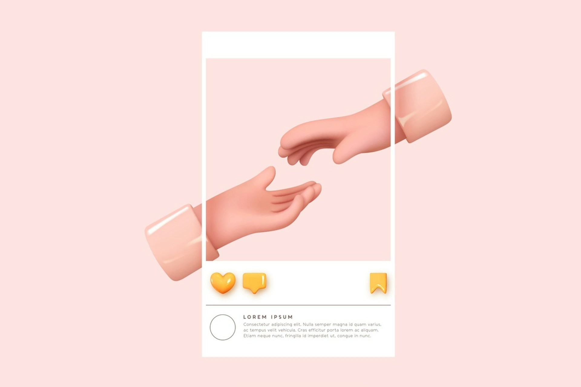 Two hands reaching out to one another in a social media post. 