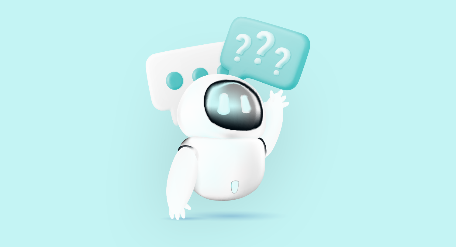 A white robot hovers with speech bubbles around its head for this Meltwater social listening blog about conversations about ChatGPT and other AI bots in 2023.