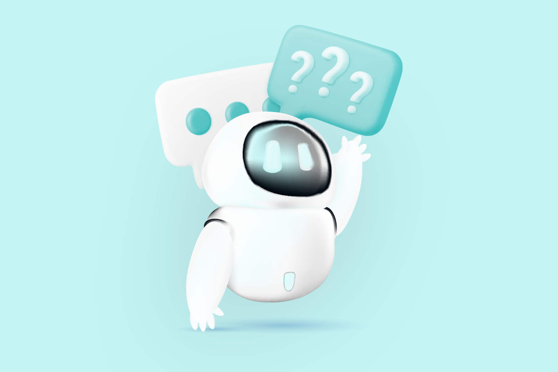 A white robot hovers with speech bubbles around its head for this Meltwater social listening blog about conversations about ChatGPT and other AI bots in 2023.