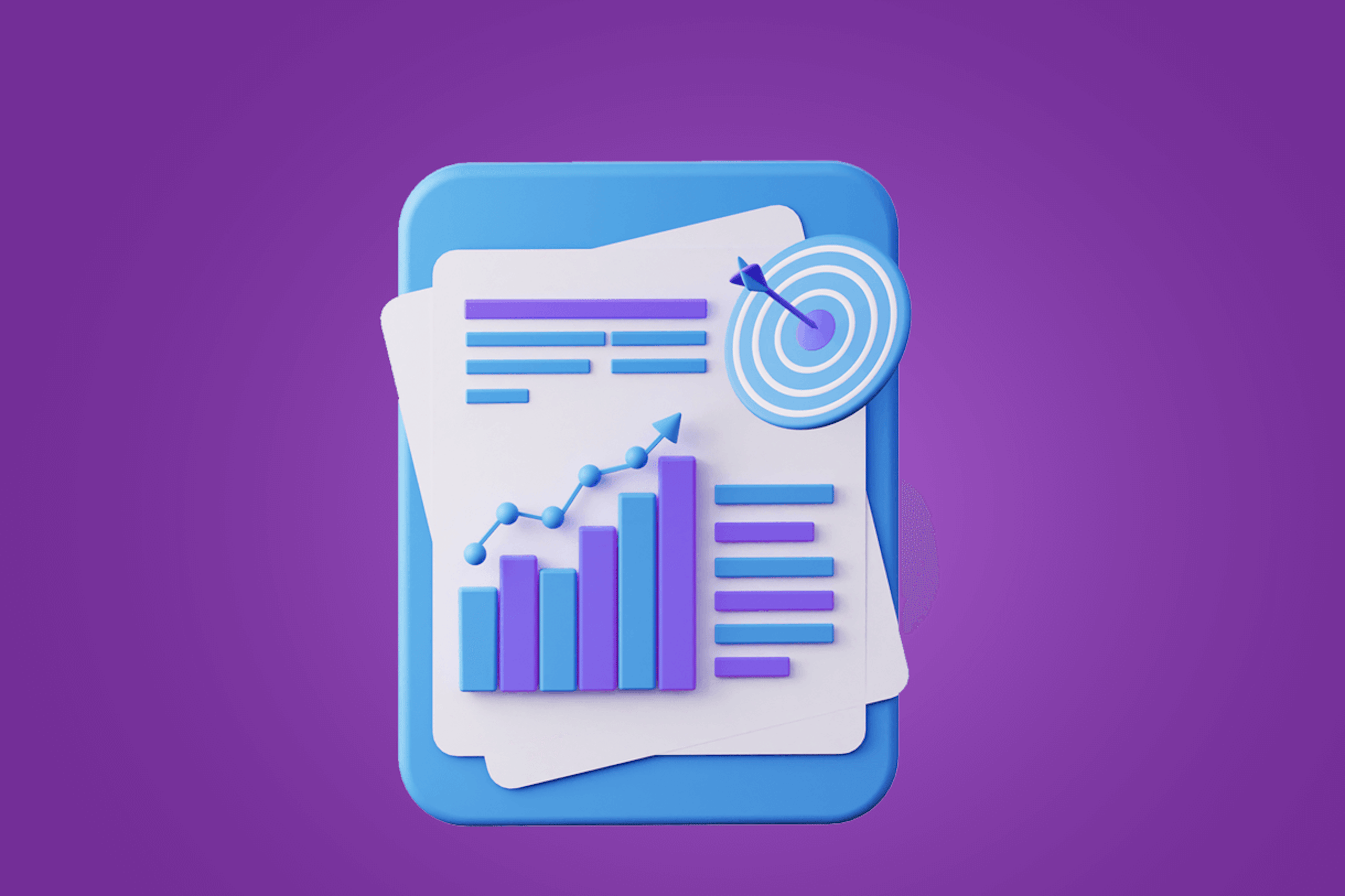 3D Illustration eines Marketing Reports zur Veranschaulichung unseres Beitrags zu Marketing KPIs und Marketing Metriken