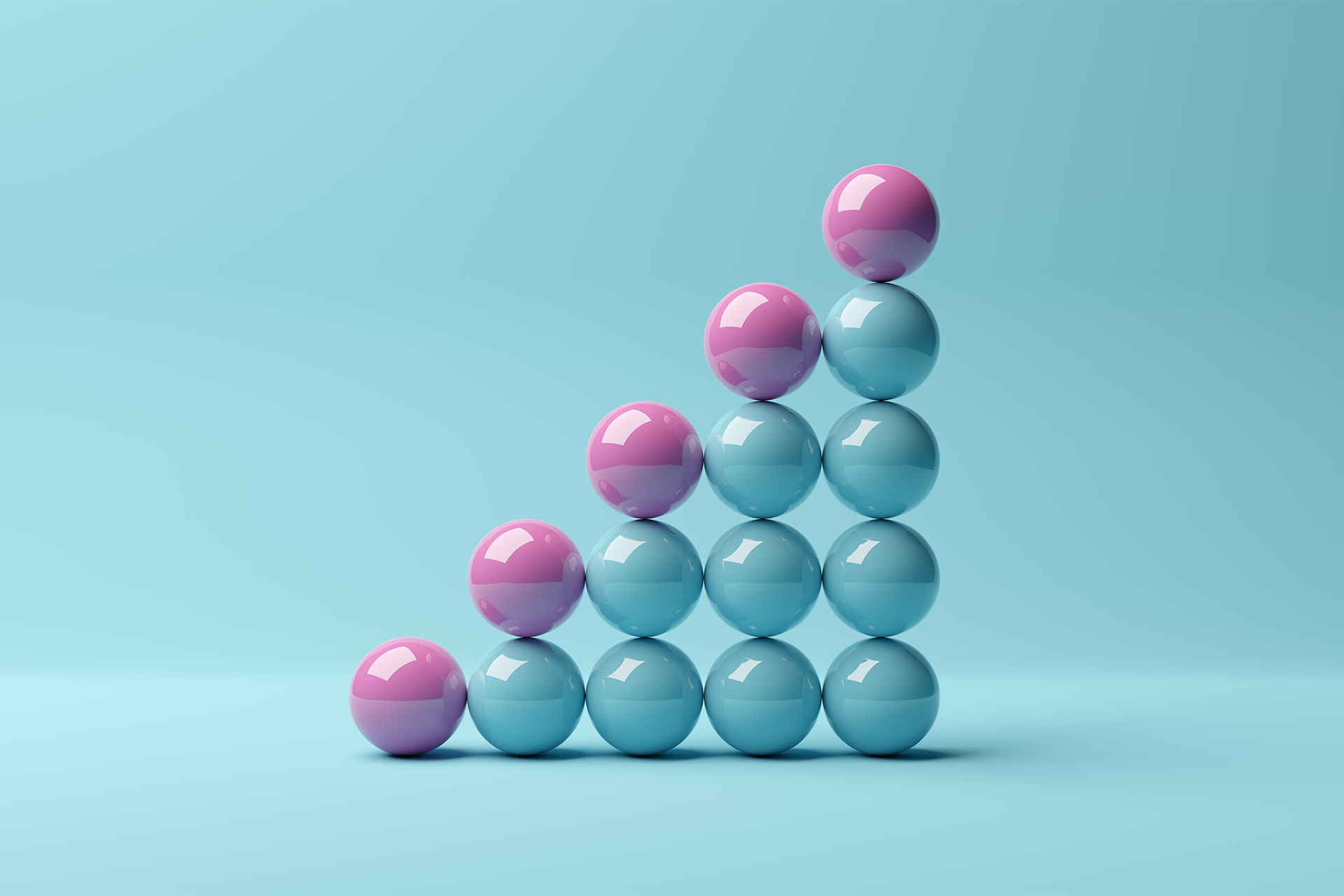 Illustration von Kugeln, die eine Treppe bilden als Titelbild für unseren Beitrag zum Influencer Marketing ROI