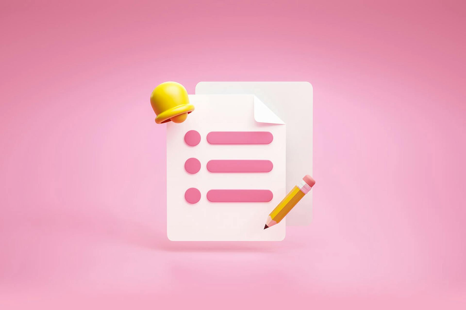 Illustration of a checklist in front of a pink background