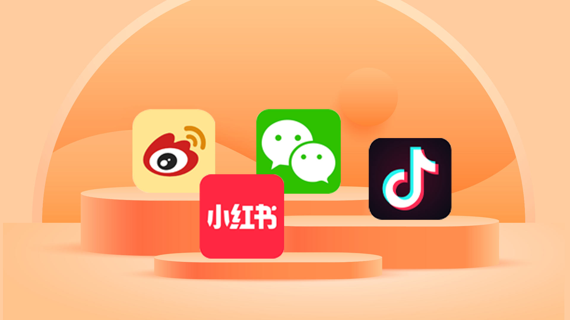 Image of Chinese social media apps on orange podium