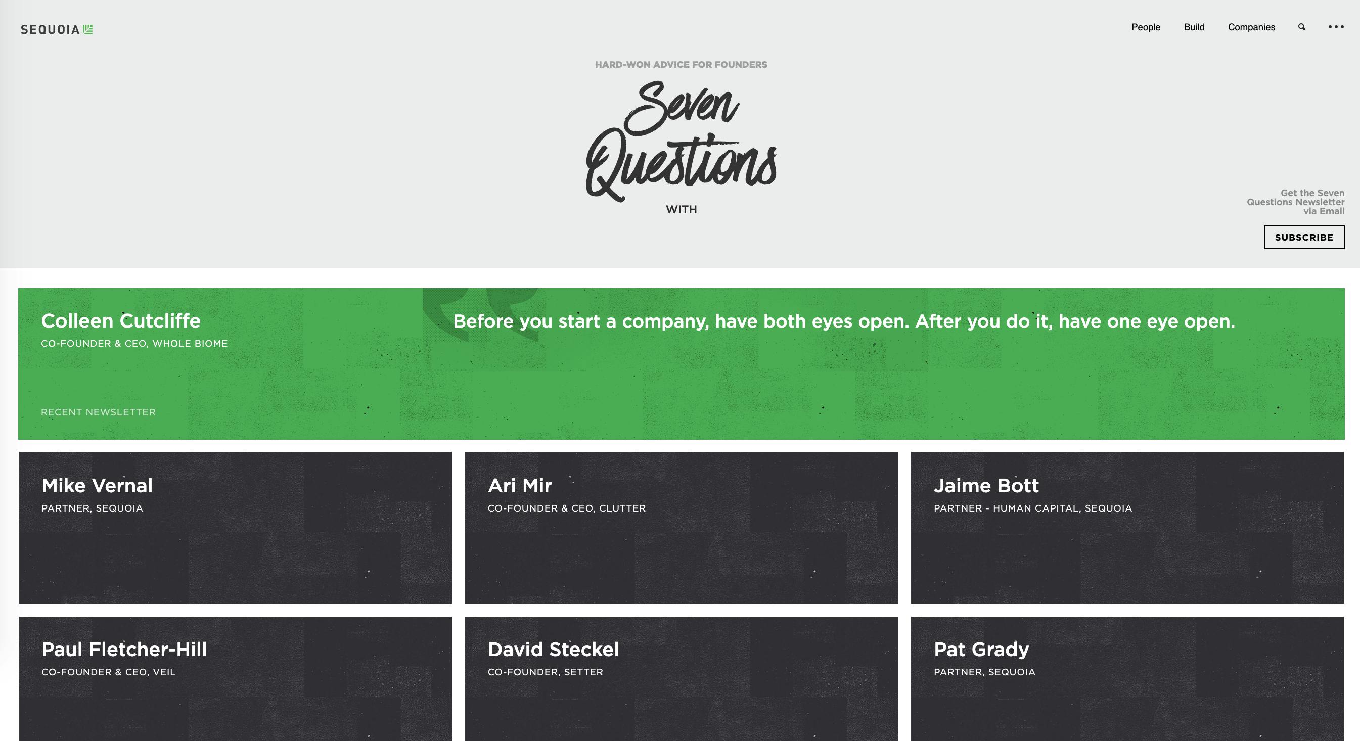 Seven questions page