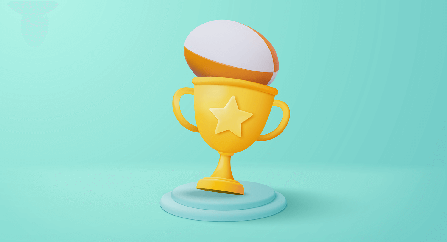 illustration of a trophy with a rugby as the title image for our sponsorship analysis example of the Springboks at the Rugby World Cup 2023