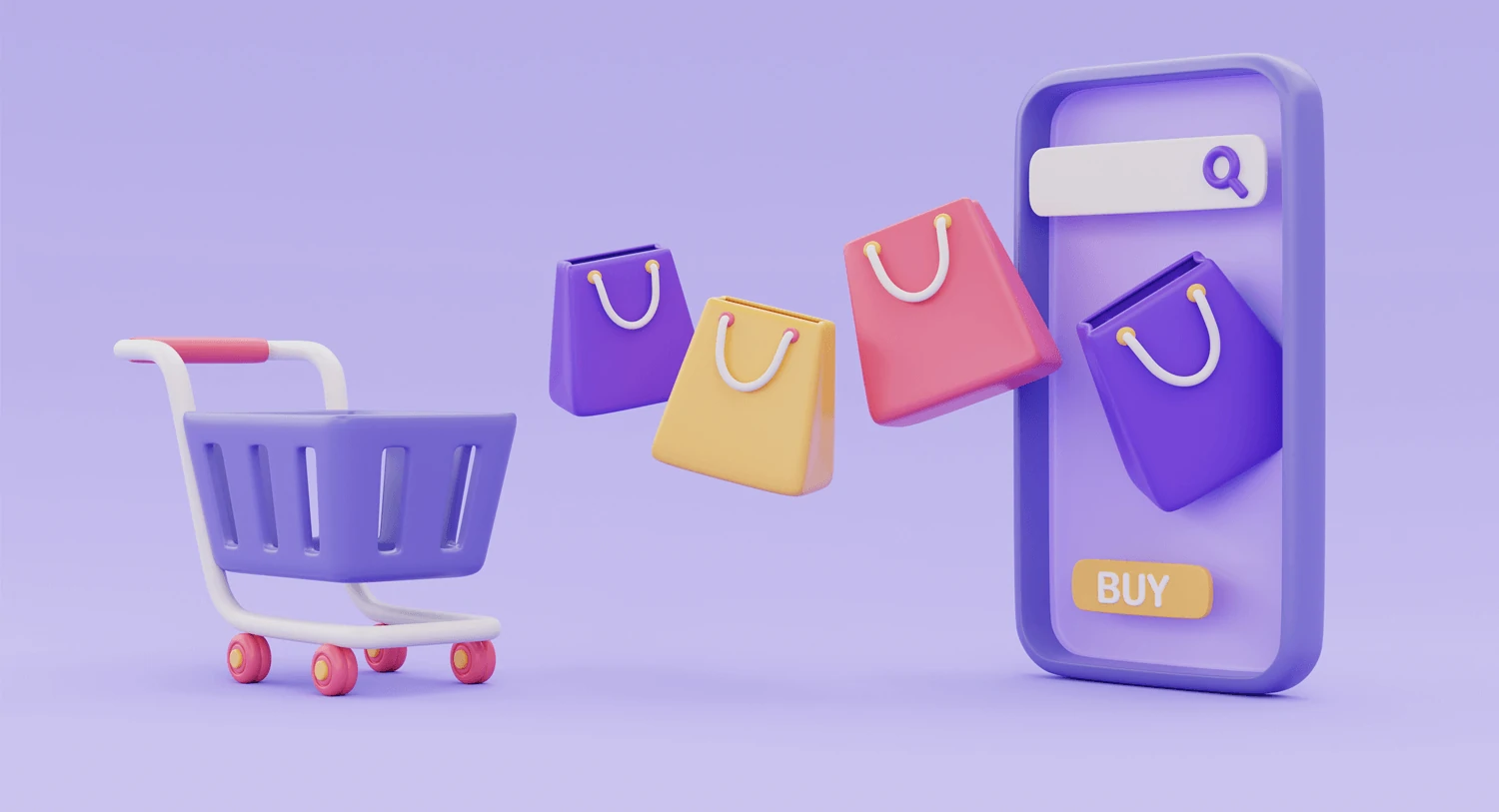 Illustration von Online-Shopping, als Titelbild für unseren Blog über das Kleine Rote Buch (Xiaohongshu)