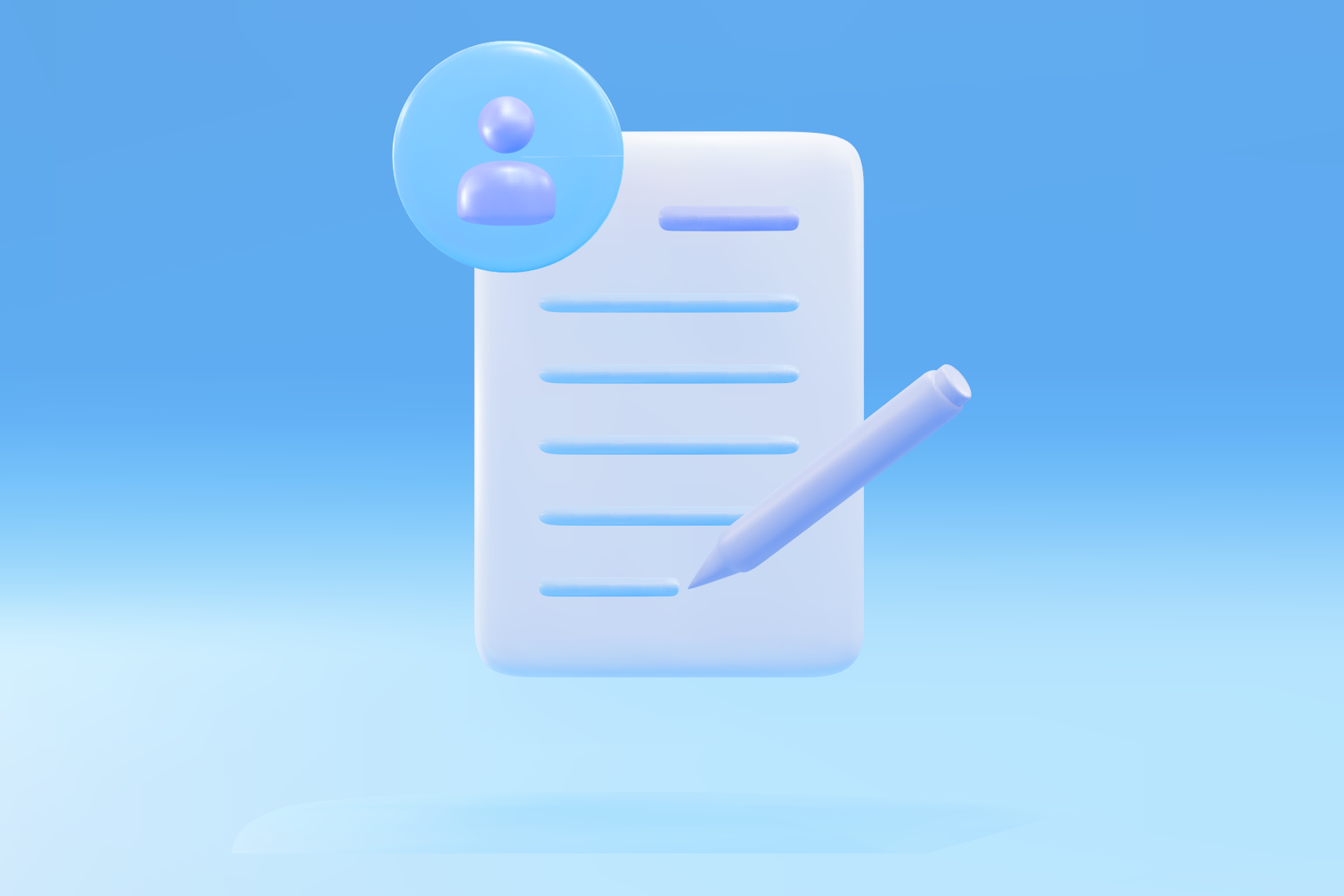 Illustration of a contract with a floating profile image icon and a pen. Influencer contract template download