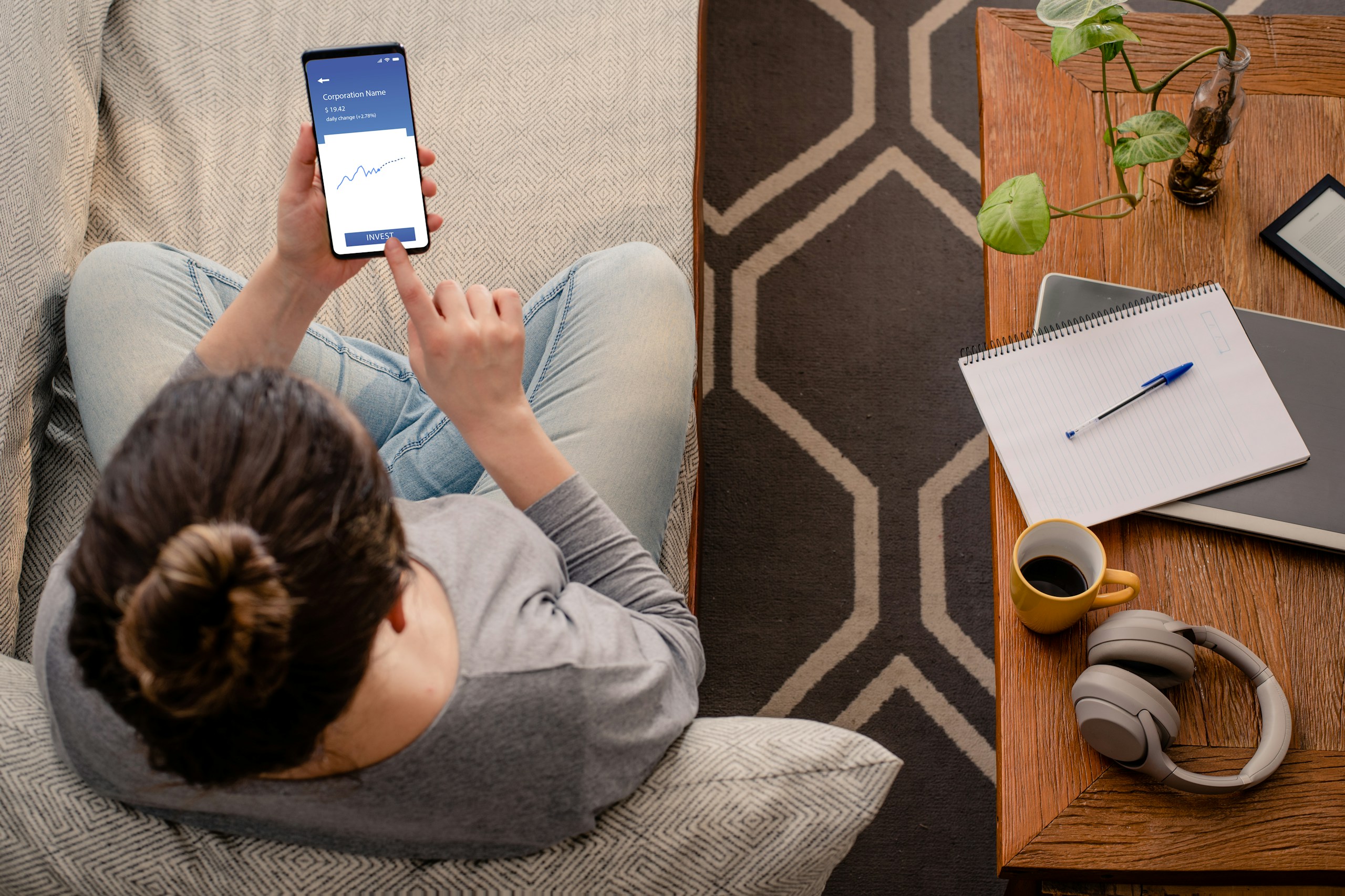 A person using a mobile investment app