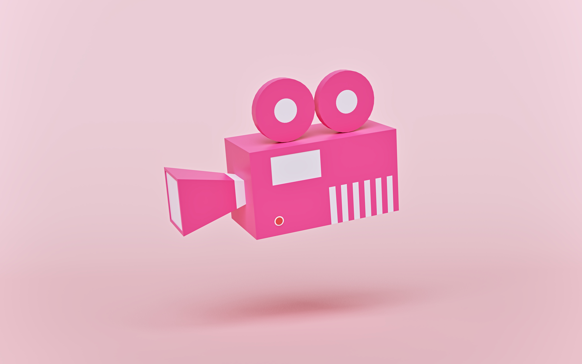 Pink old fashioned movie camera on light pink background. 50 video ideas for brands