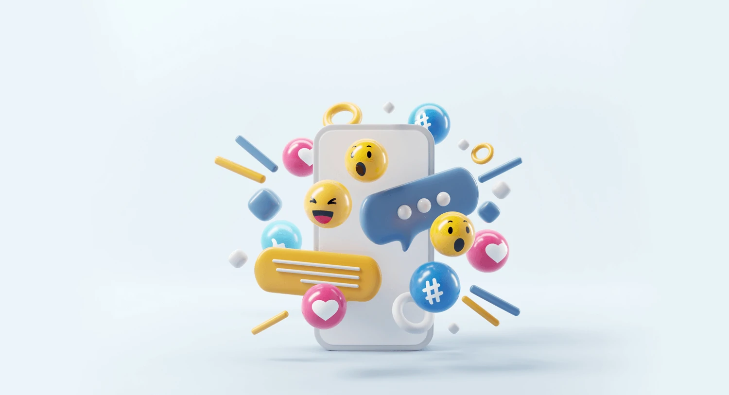 Illustration of social media icons coming out of a smartphone