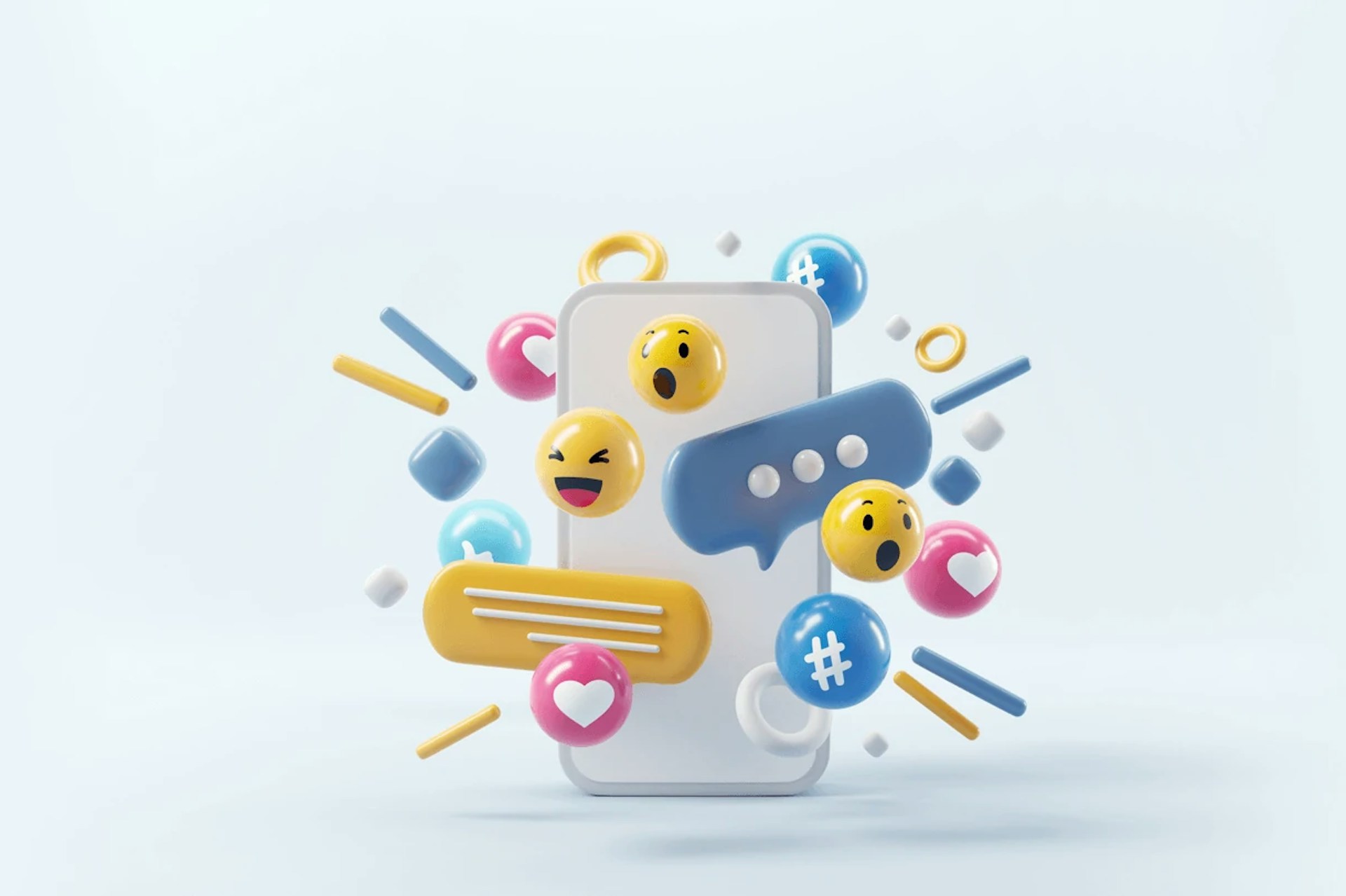 Illustration of social media icons coming out of a smartphone