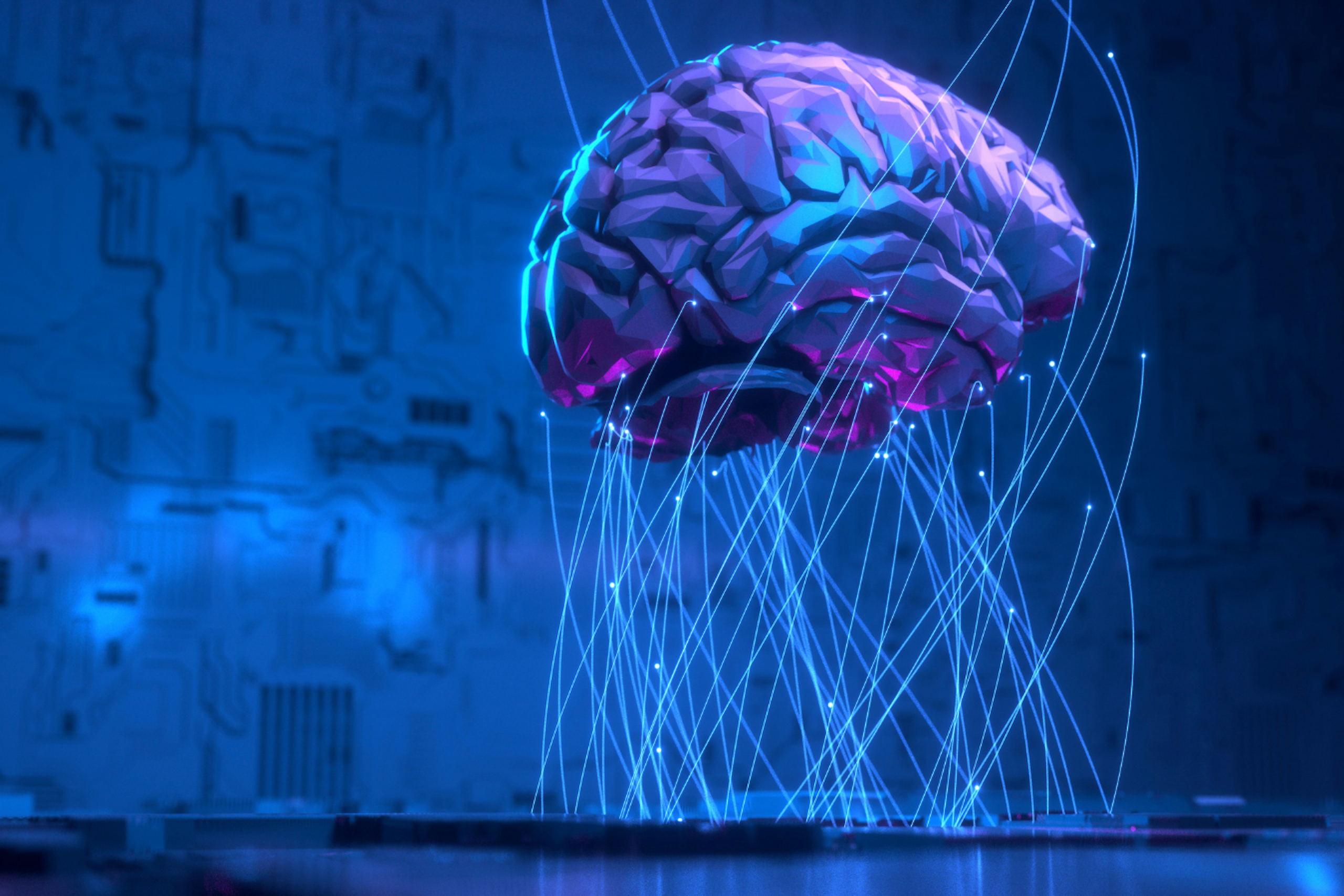 un cerveau relié à une base de données