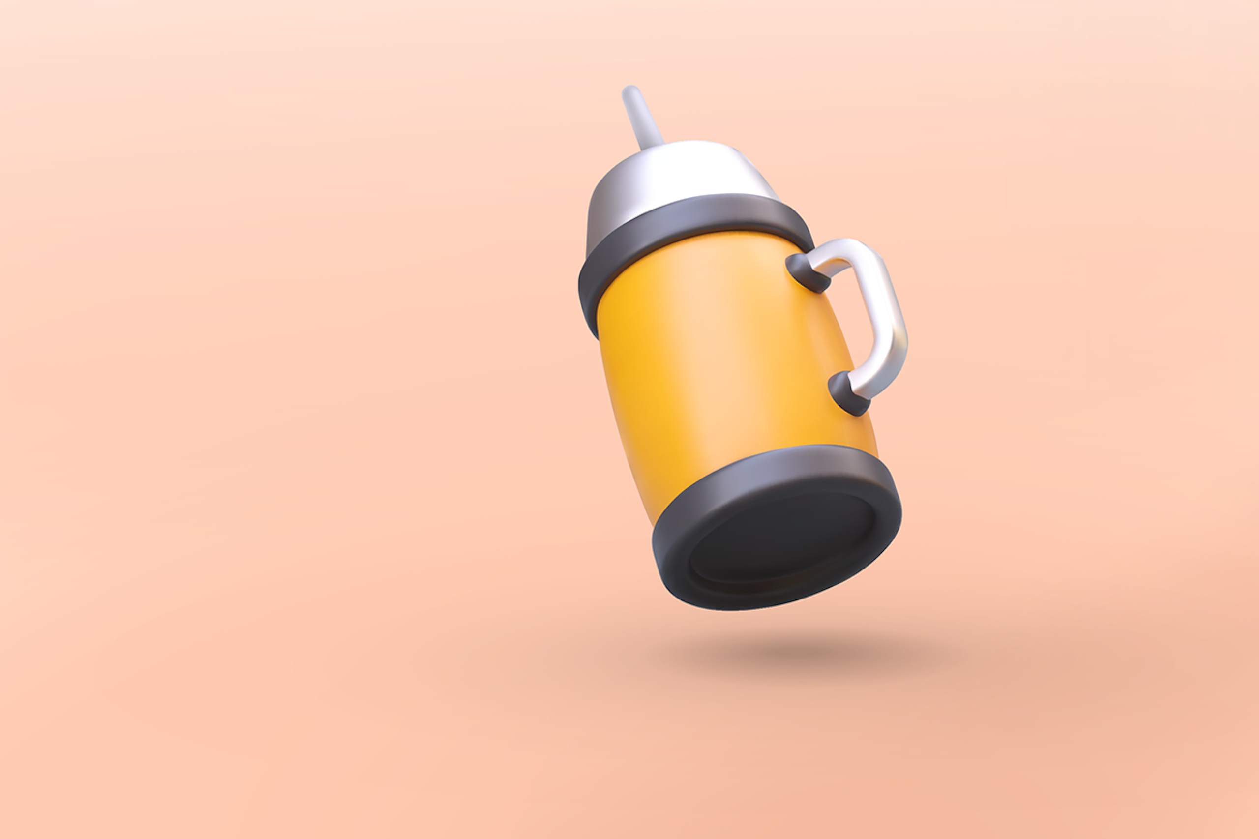 Eine Thermoskanne mit Griff und Strohhalm für einen Social-Listening-Blog von Meltwater über den Stanley Cup, ein Edelstahlbecher namens „Quencher“.