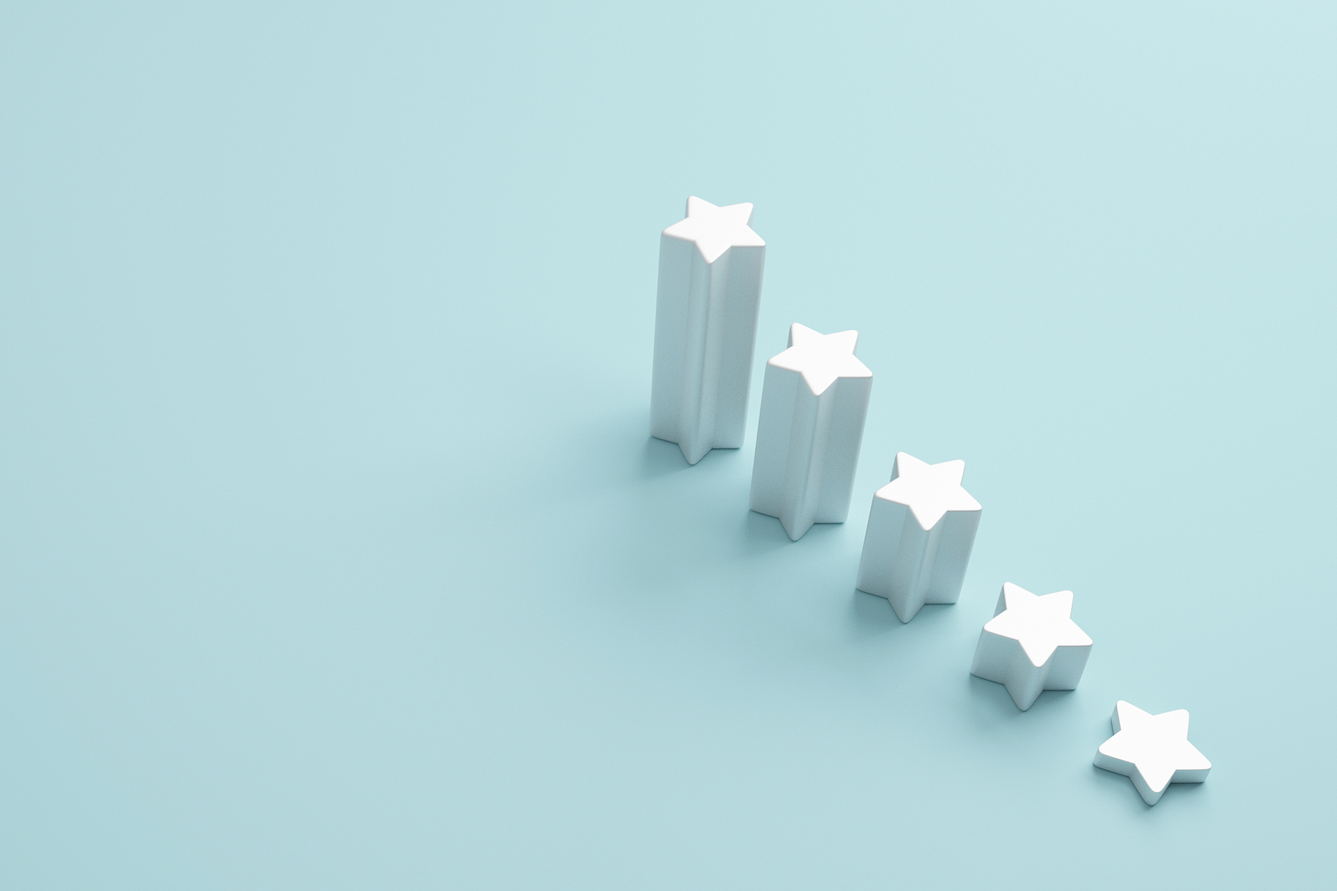 5 stars on a blue background for facebook recommendations and reviews