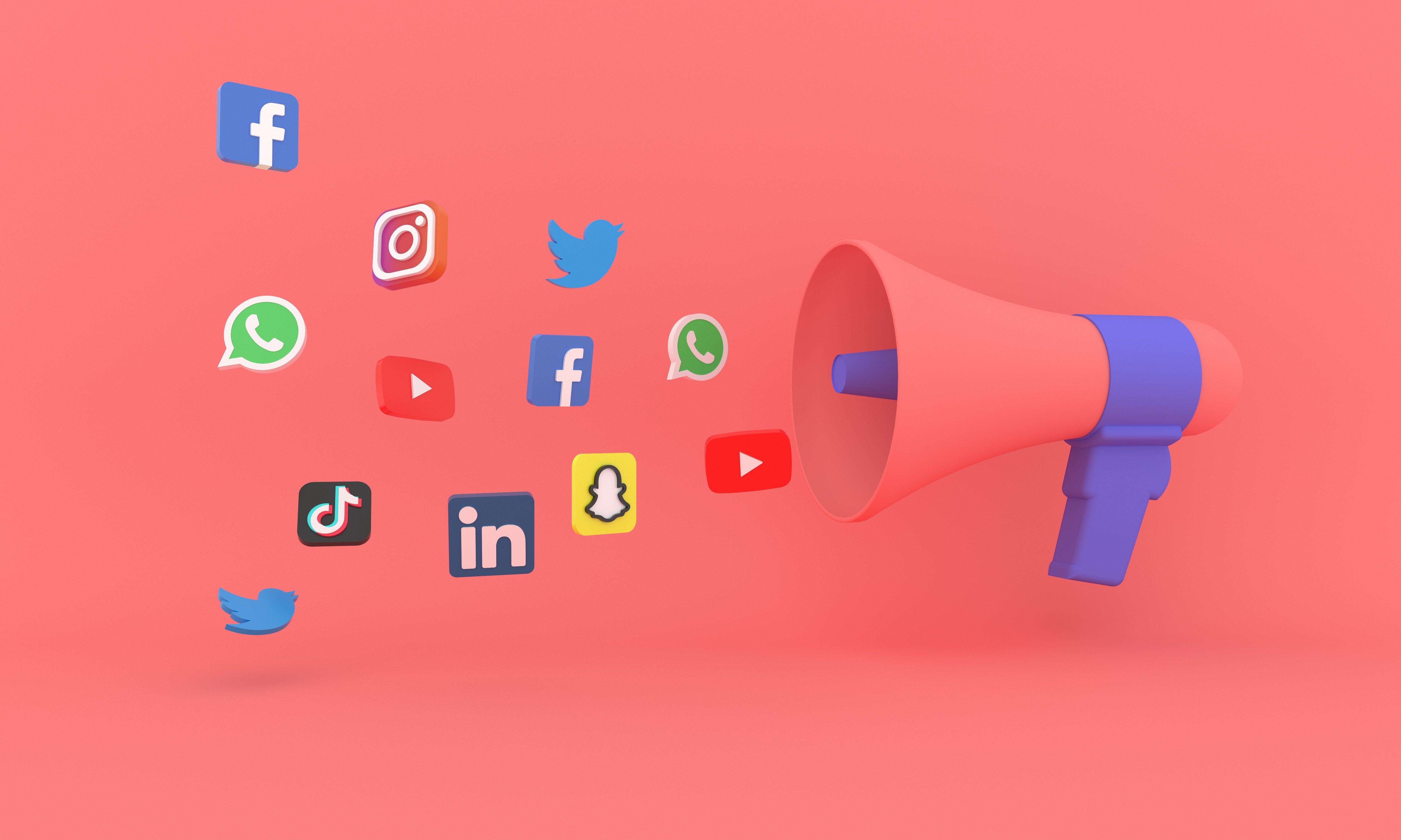 Image of megaphone with social icons