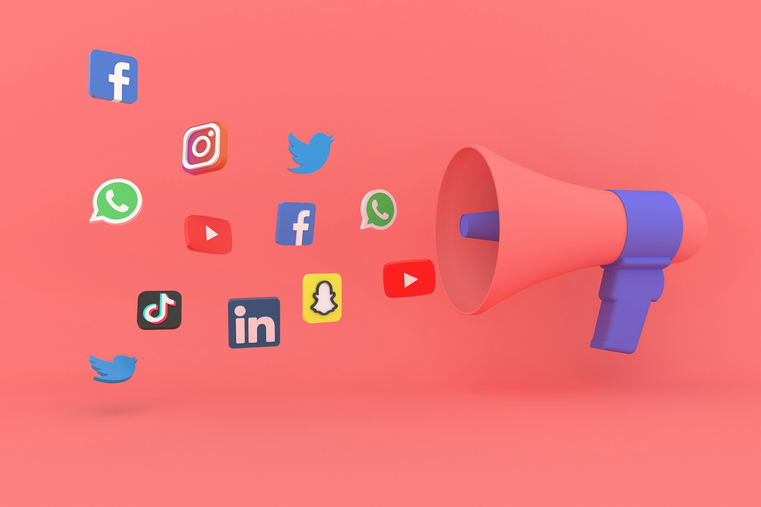 Image of megaphone with social icons