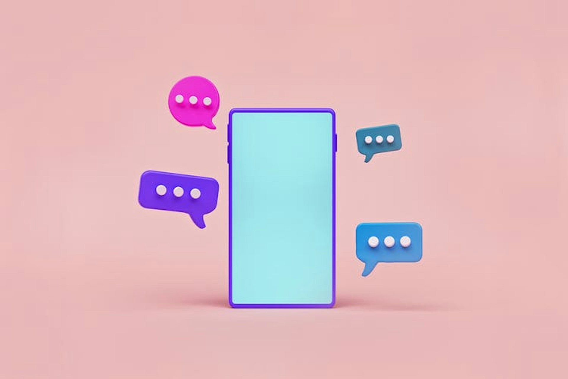 An image of a phone with speech bubbles around it