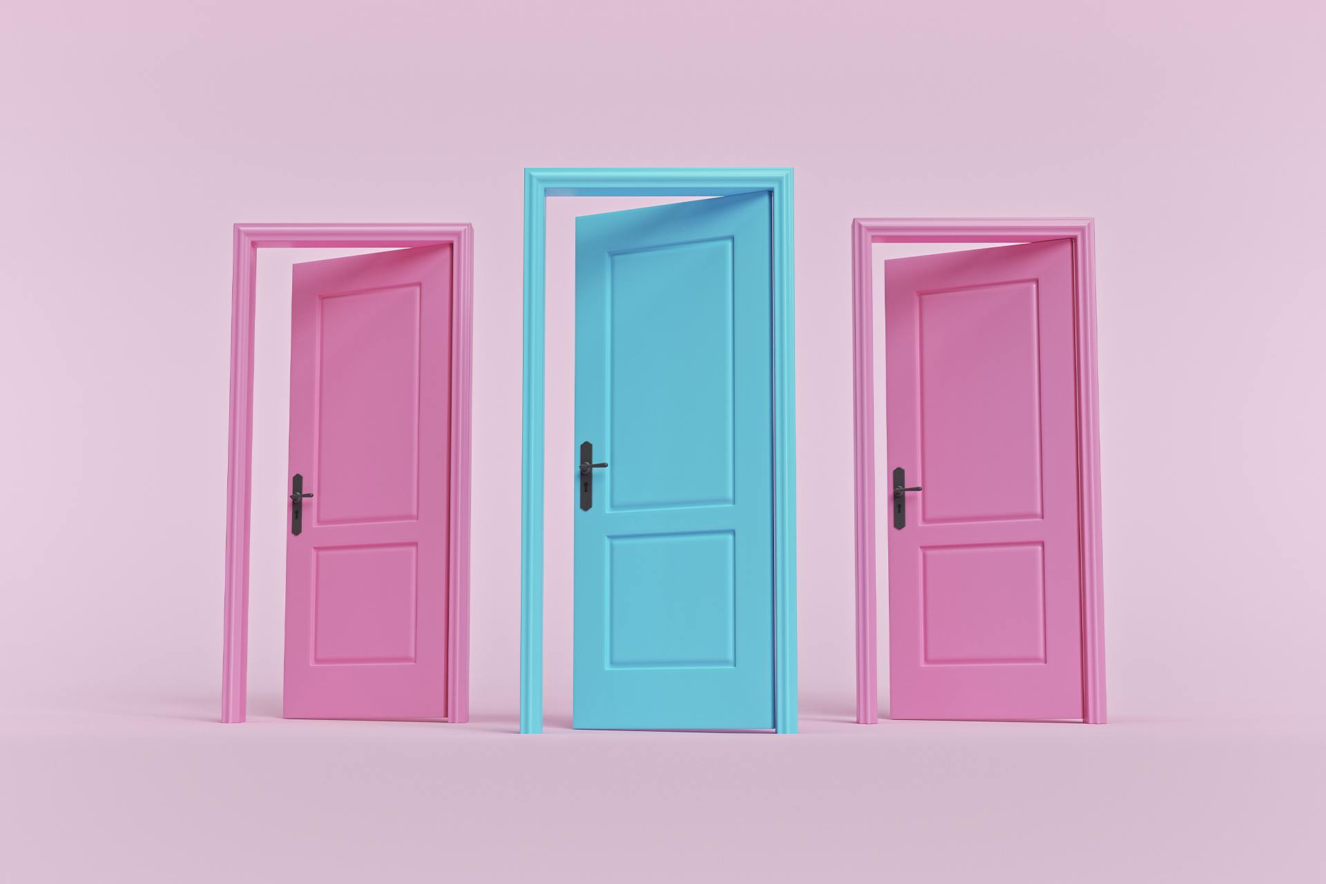 pink and blue door frames for community management