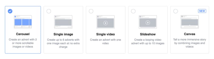 facebook ad types