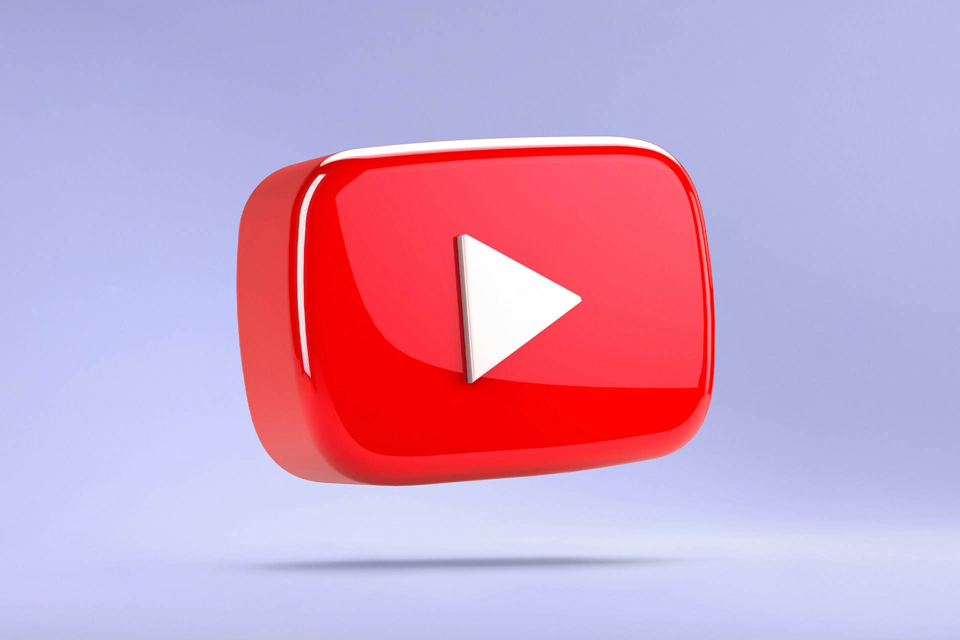 Logo rouge et blanc YouTube stylisé sur fond violet 