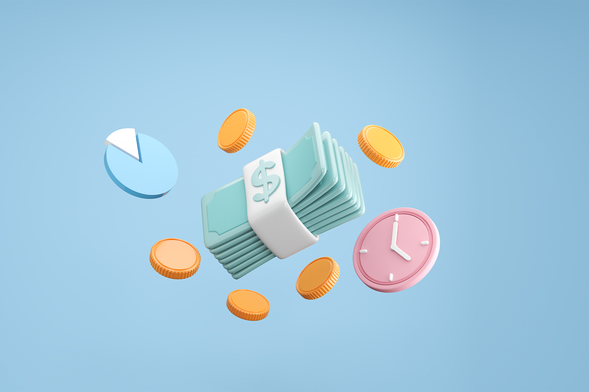 Illustration of data, time and money to showcase influencer marketing costs, pricing, and rates