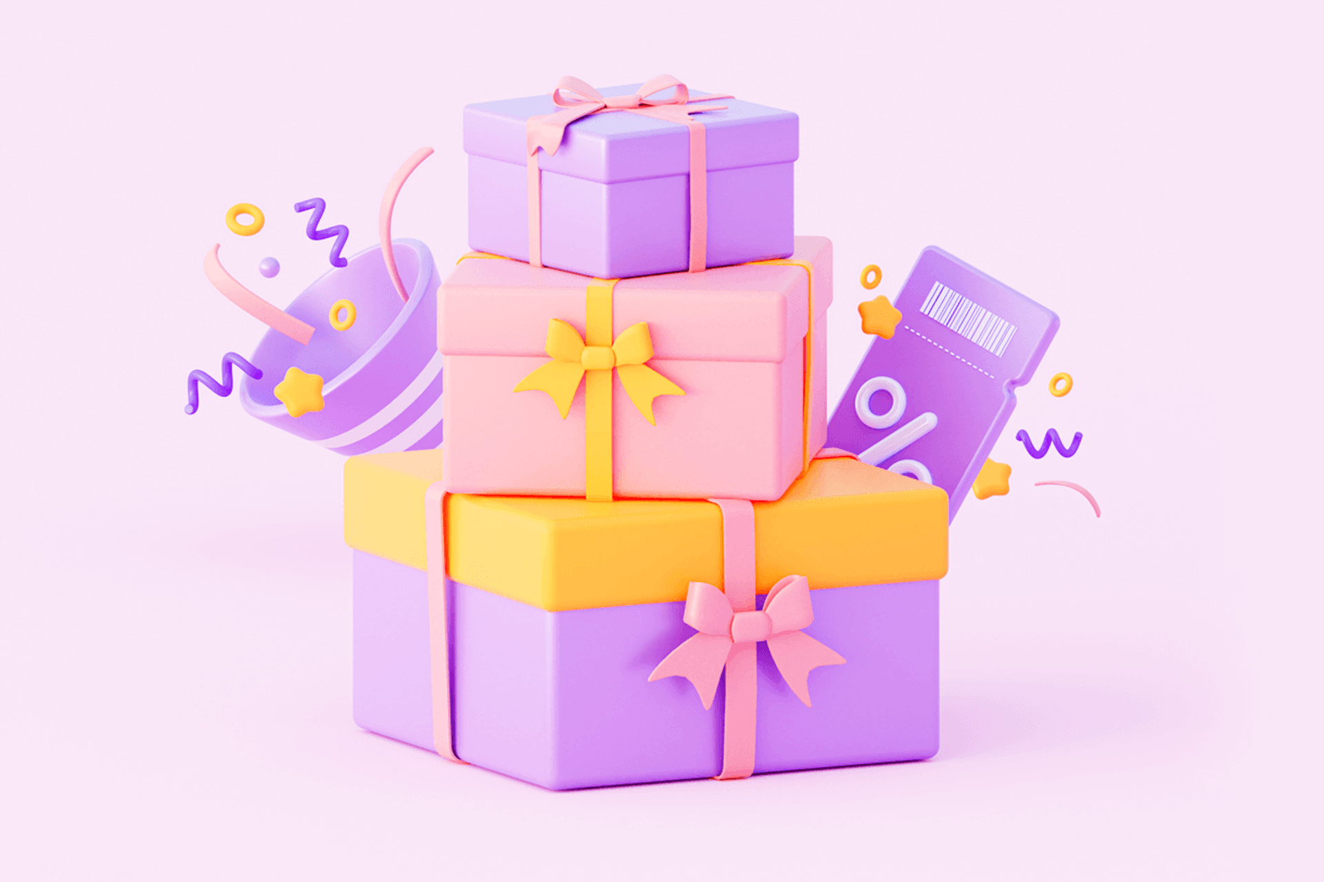 3D Illustration of gifts and vouchers within an influencer loyalty program