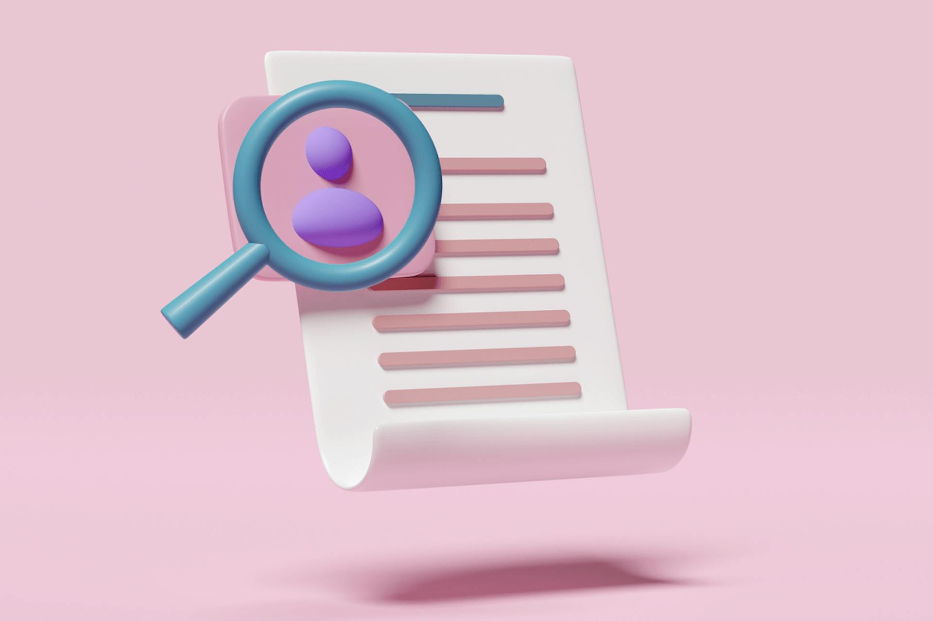 Illustration of a press release with a magnifying glass over a profile picture. Blog post on top 14 PR KPIs.